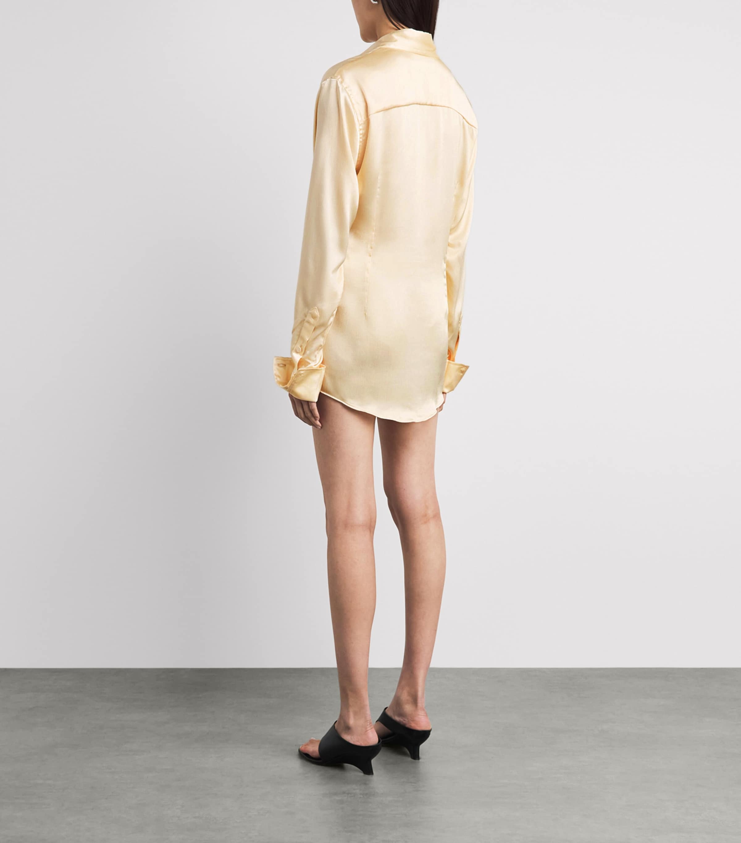LATE FOR WORK Womens Satin Draped Shirt Chmp Image 5