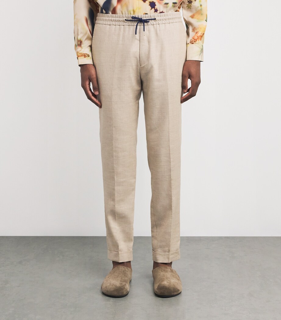 Paul Smith Mens Linen-Wool Straight Trousers Beige Image 3