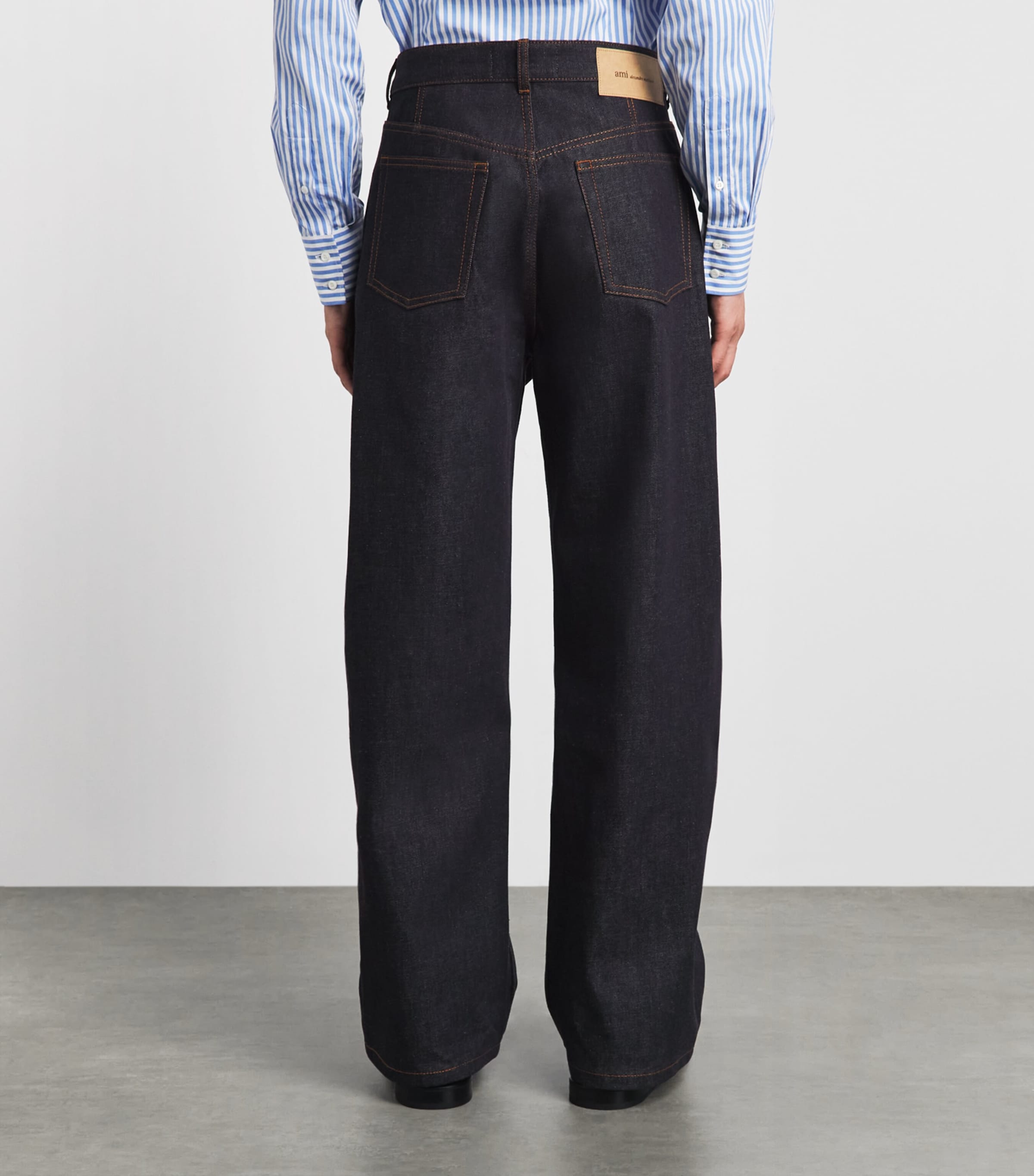 AMI Paris Mens Wide-Leg Jeans Indigo Image 5