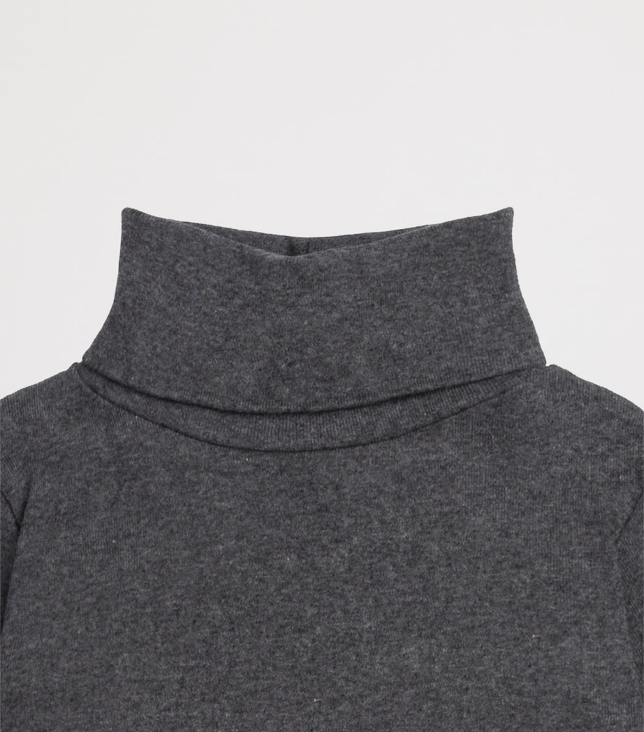 Bonpoint Organic Cotton Rollneck Sweater (10-12 Years) Gris Chine F. Image 3