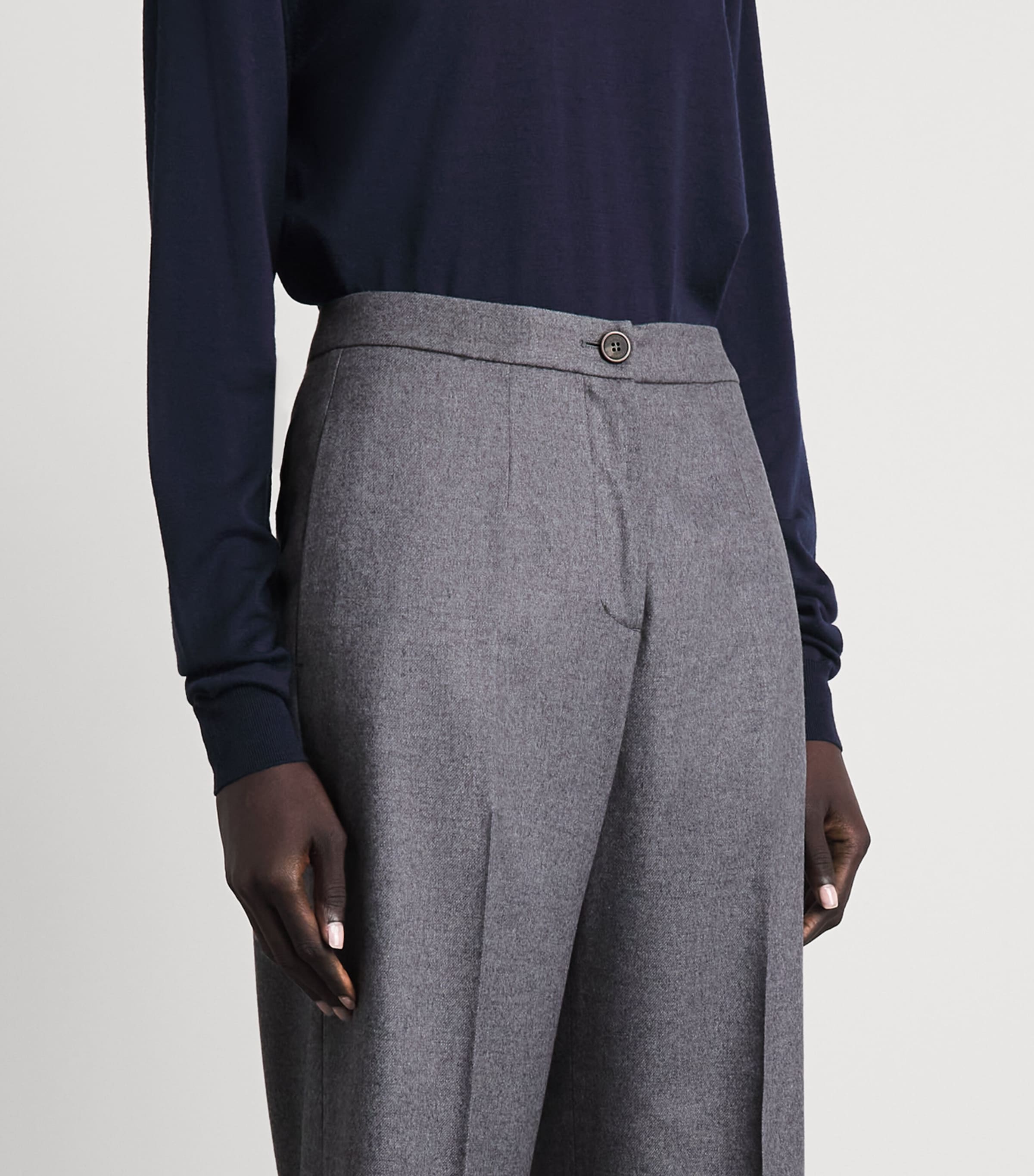 Colombo Womens Cashmere Straight Trousers Grey Image 3