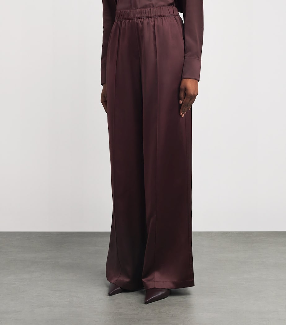 Satin Wide-Leg Trousers 600 MERLOT Image 3