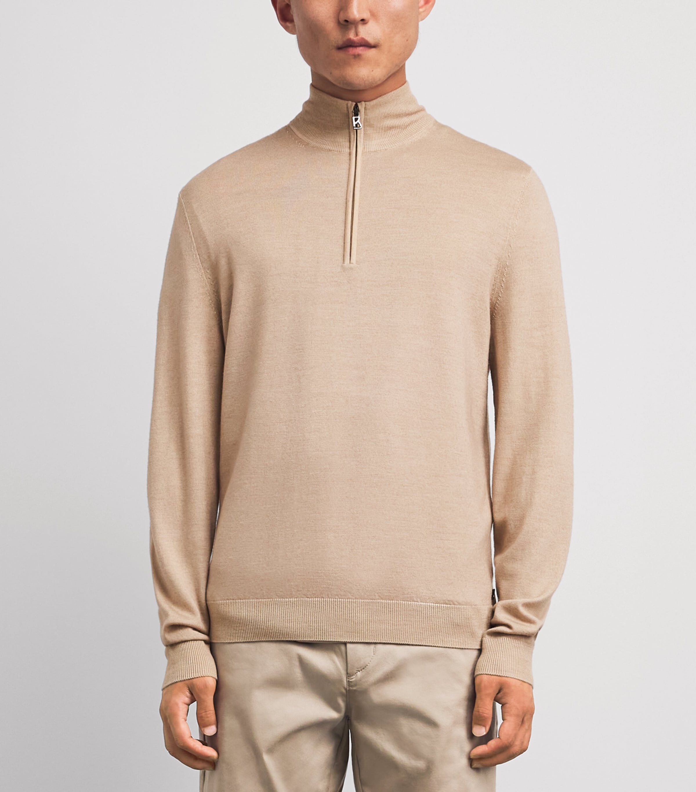 Bogner Mens Virgin Wool Ouri Quarter-Zip Sweater Beige Image 4