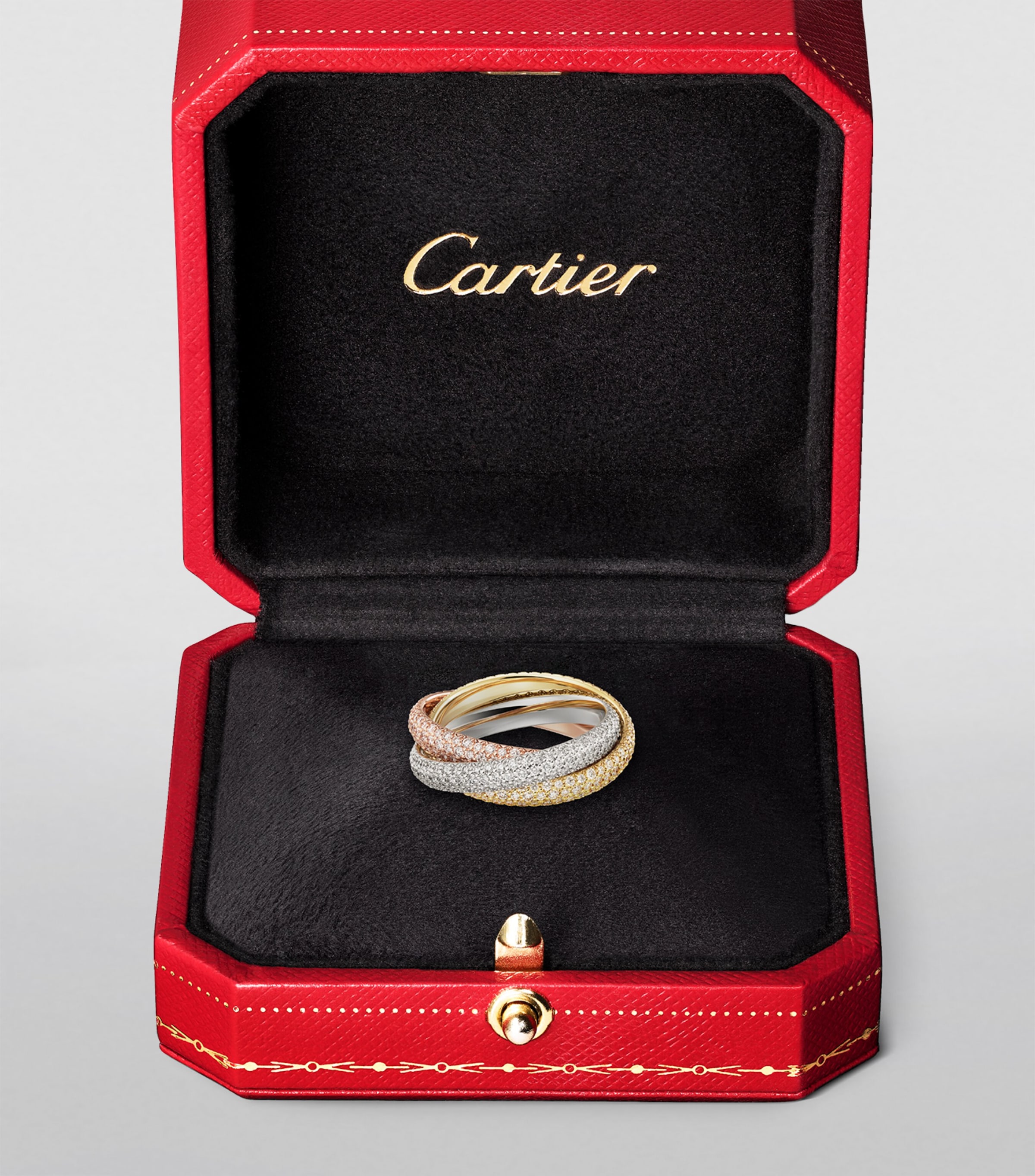 Medium White, Yellow, Rose Gold and Diamond Trinity Ring MIXED GOLD Image 2