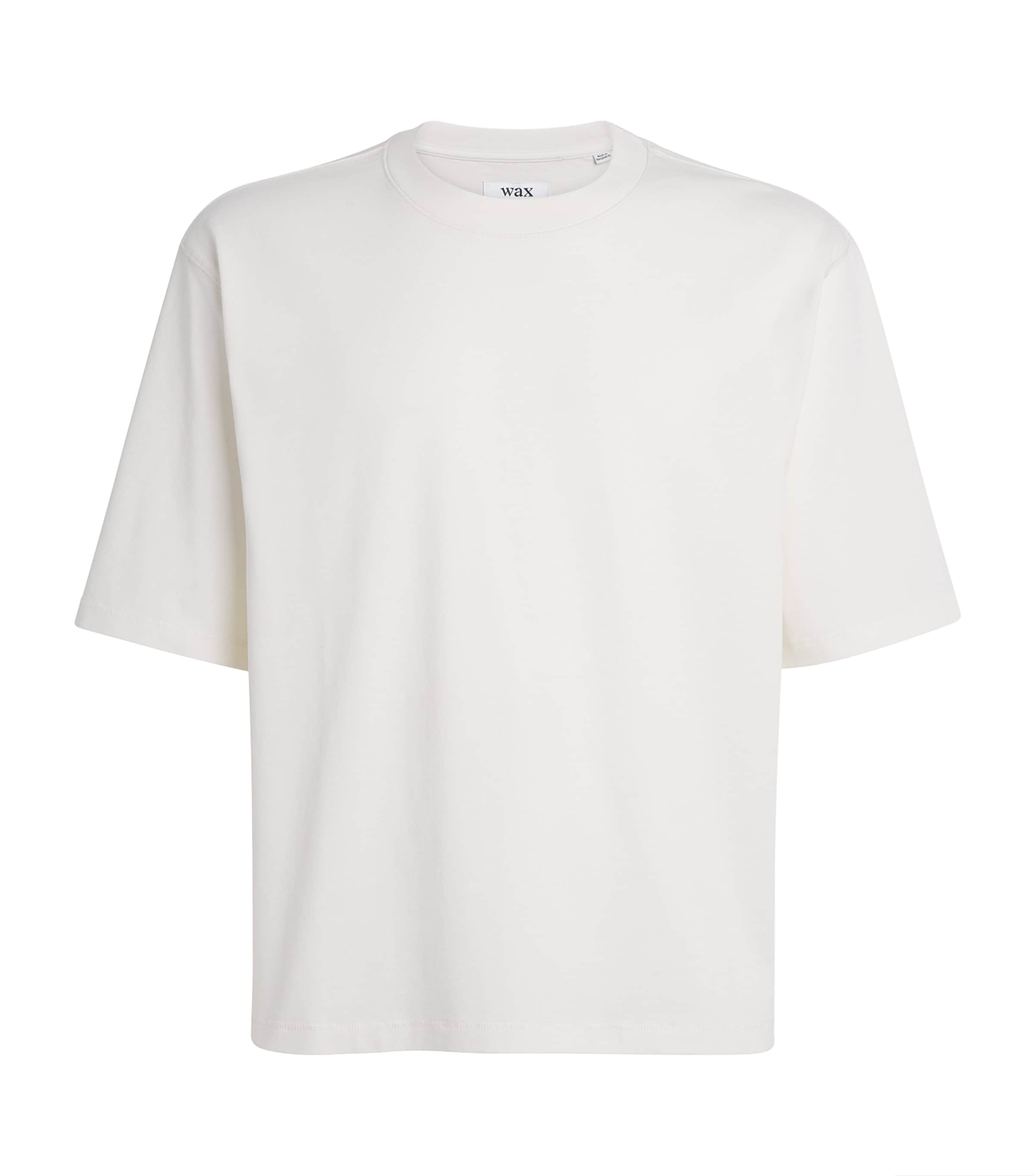 Wax London Mens Organic Cotton Cropped Mark T-Shirt Off White Image 1