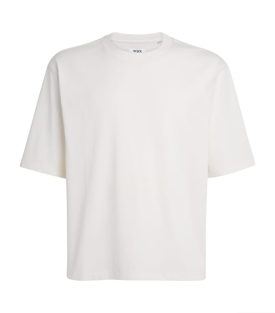 Wax London Mens Organic Cotton Cropped Mark T-Shirt Off White Image 1