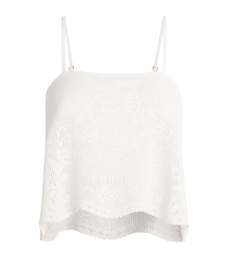 Chloé Womens Pointelle Knit Crop Top White Image 1