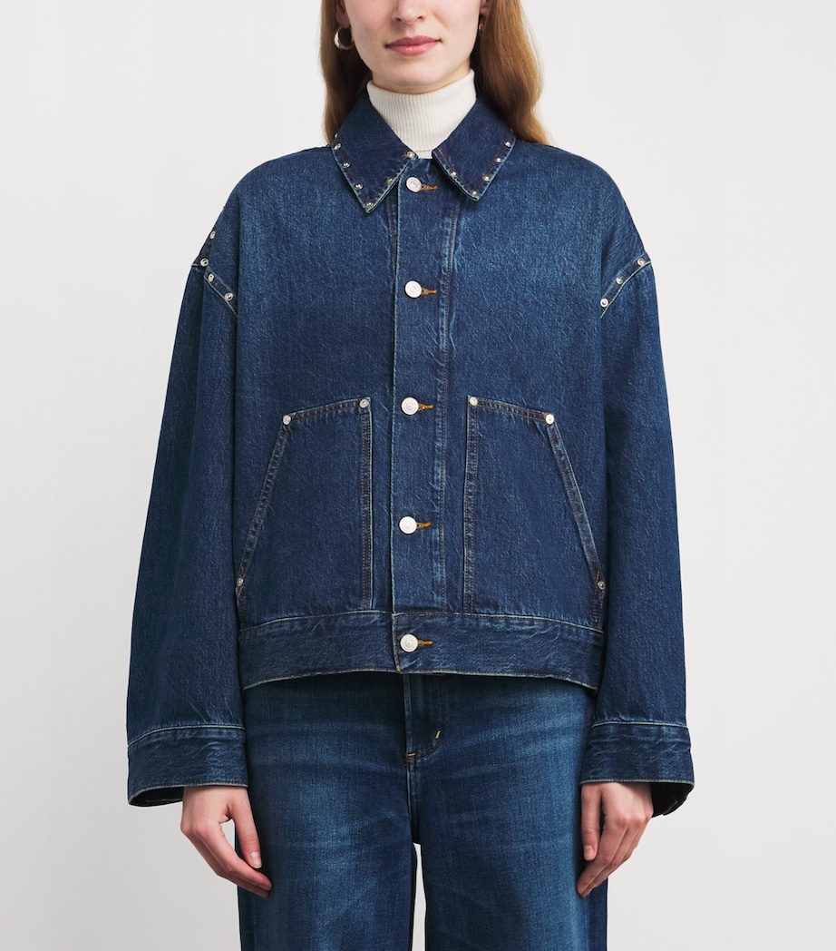 Studded Denim Jacket U71BL LE BLUE Image 3