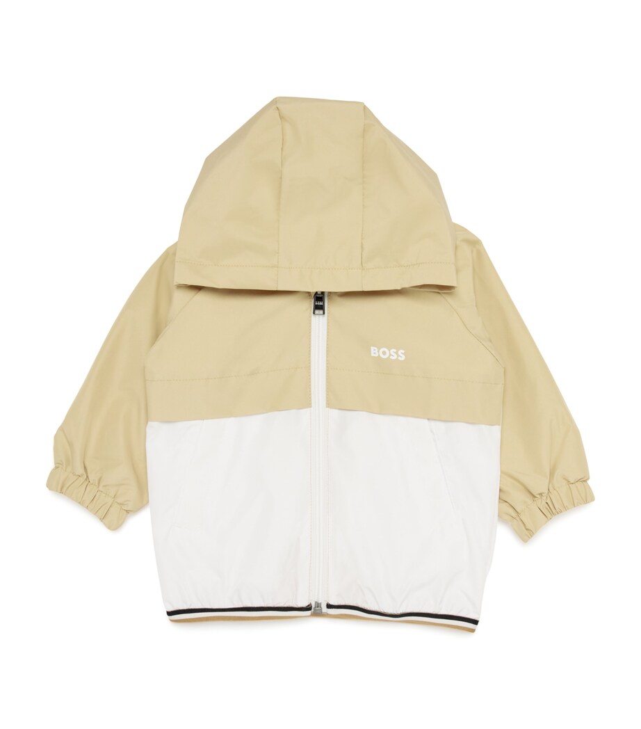 BOSS Kidswear Hooded Logo Windbreaker Jacket (3-18 Months) Stone Image 1