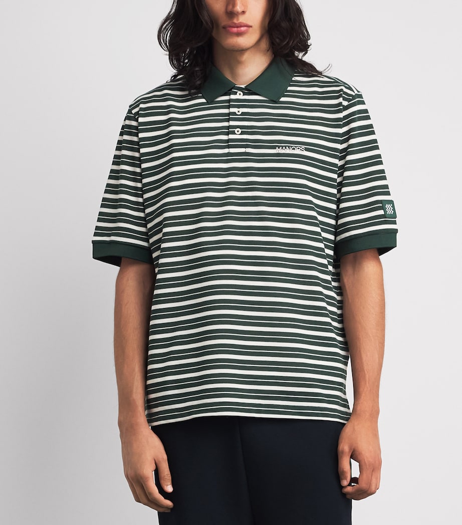 Manors Mens Piqué Stripe GOAT Polo Shirt Pine Green Image 4