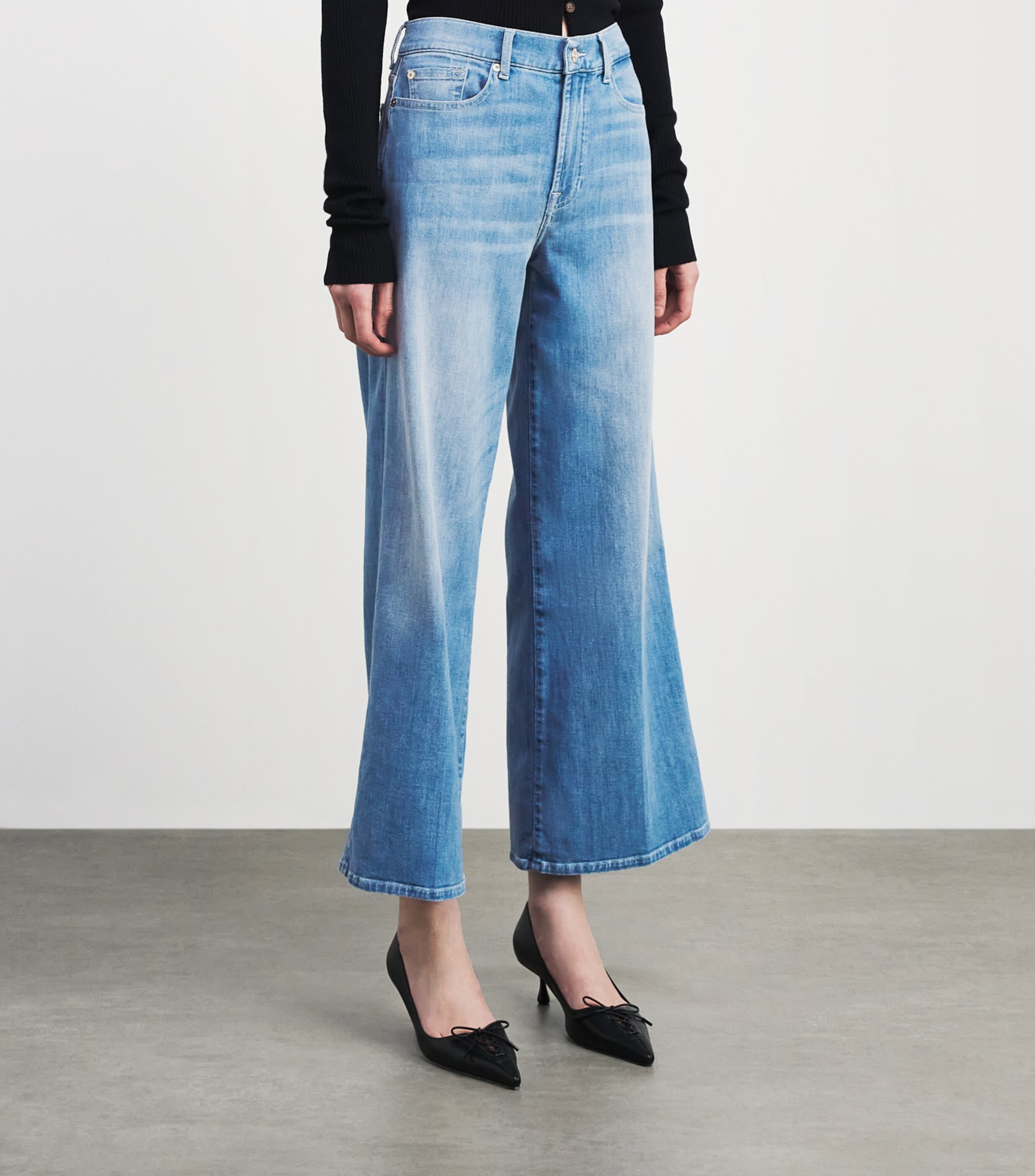 7 For All Mankind Womens Lotta Cropped Flared Jeans Glisten Image 4
