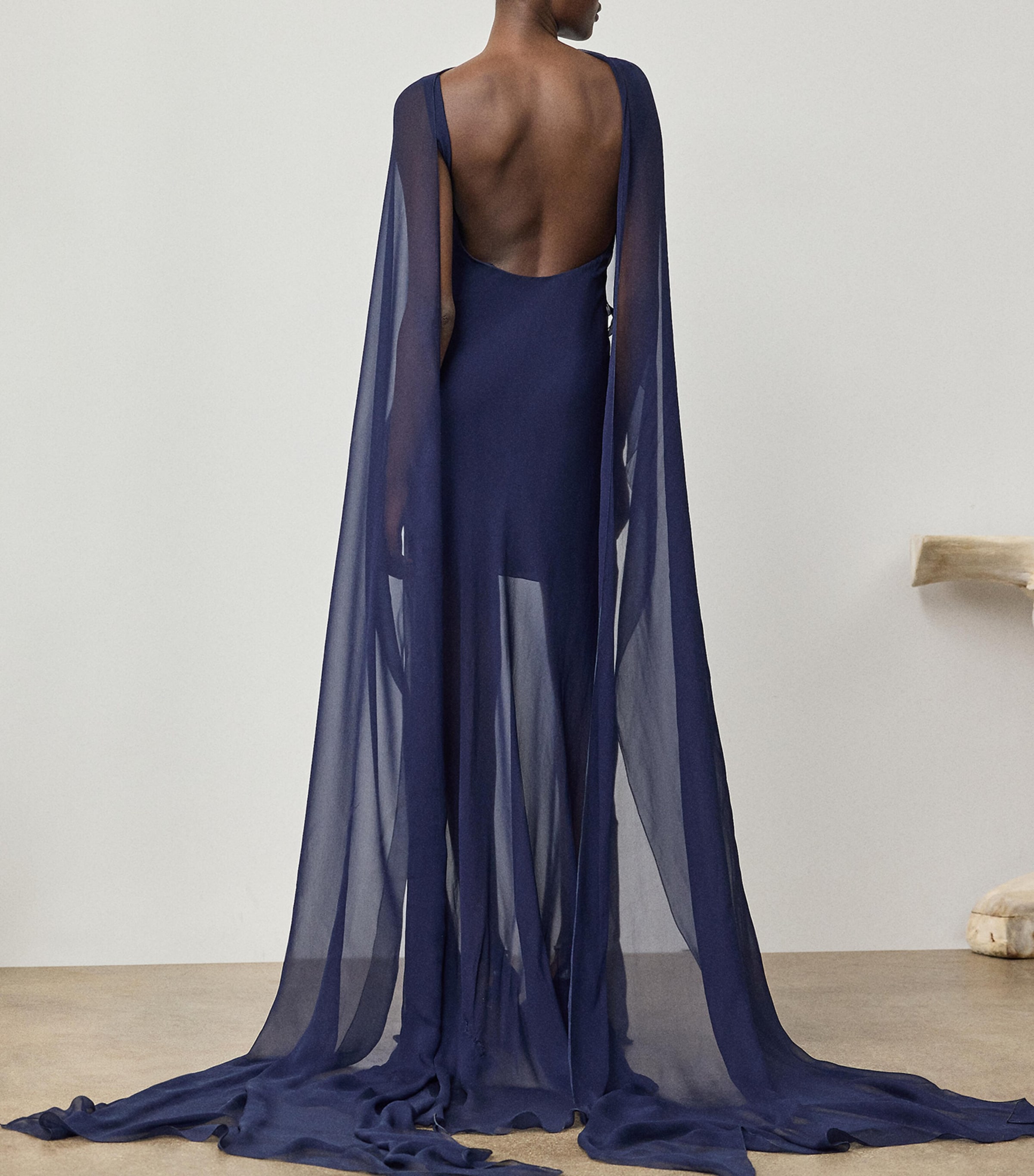 Silk Georgette Dylon Dress LUX NAVY Image 3