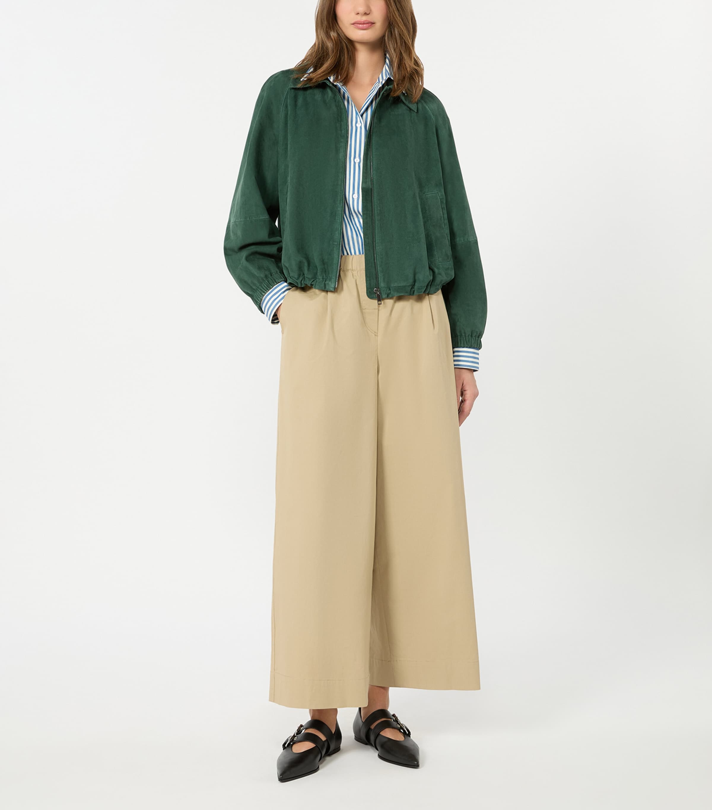 Weekend Max Mara Womens Cotton Flared Trousers Beige Image 4