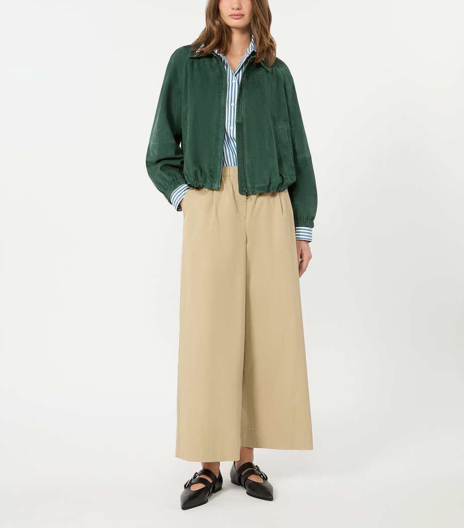 Weekend Max Mara Womens Cotton Flared Trousers Beige Image 4