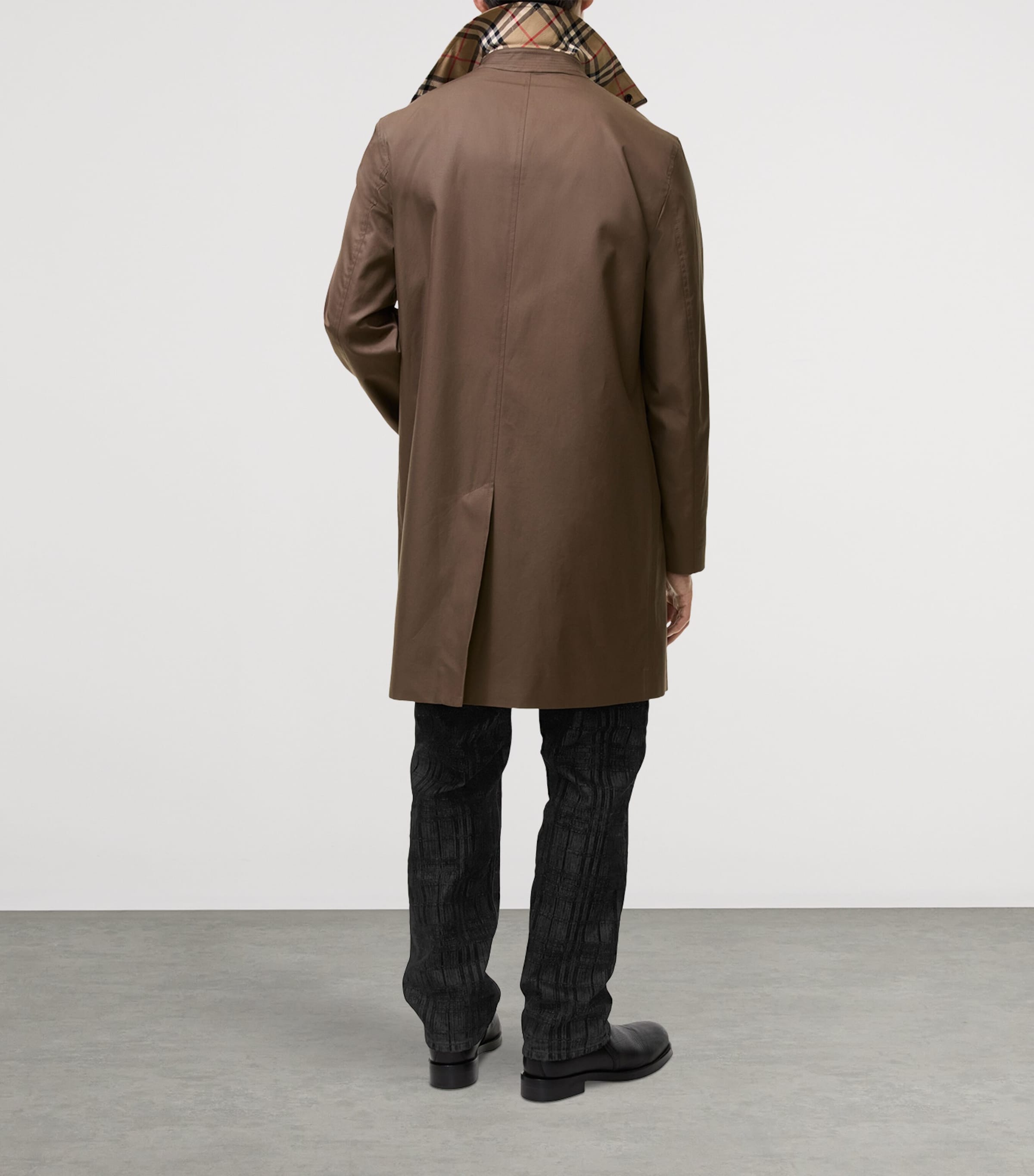 Burberry Mens Cotton Gabardine Car Coat Sepia Brown Image 3