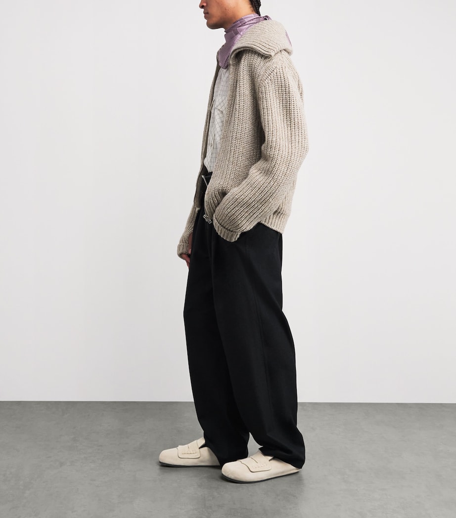 Suede Shearling Mule Loafers 130-LIGHT BEIGE Image 6