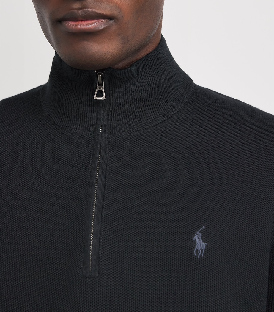 Cotton Half-Zip Sweater BLACK Image 6