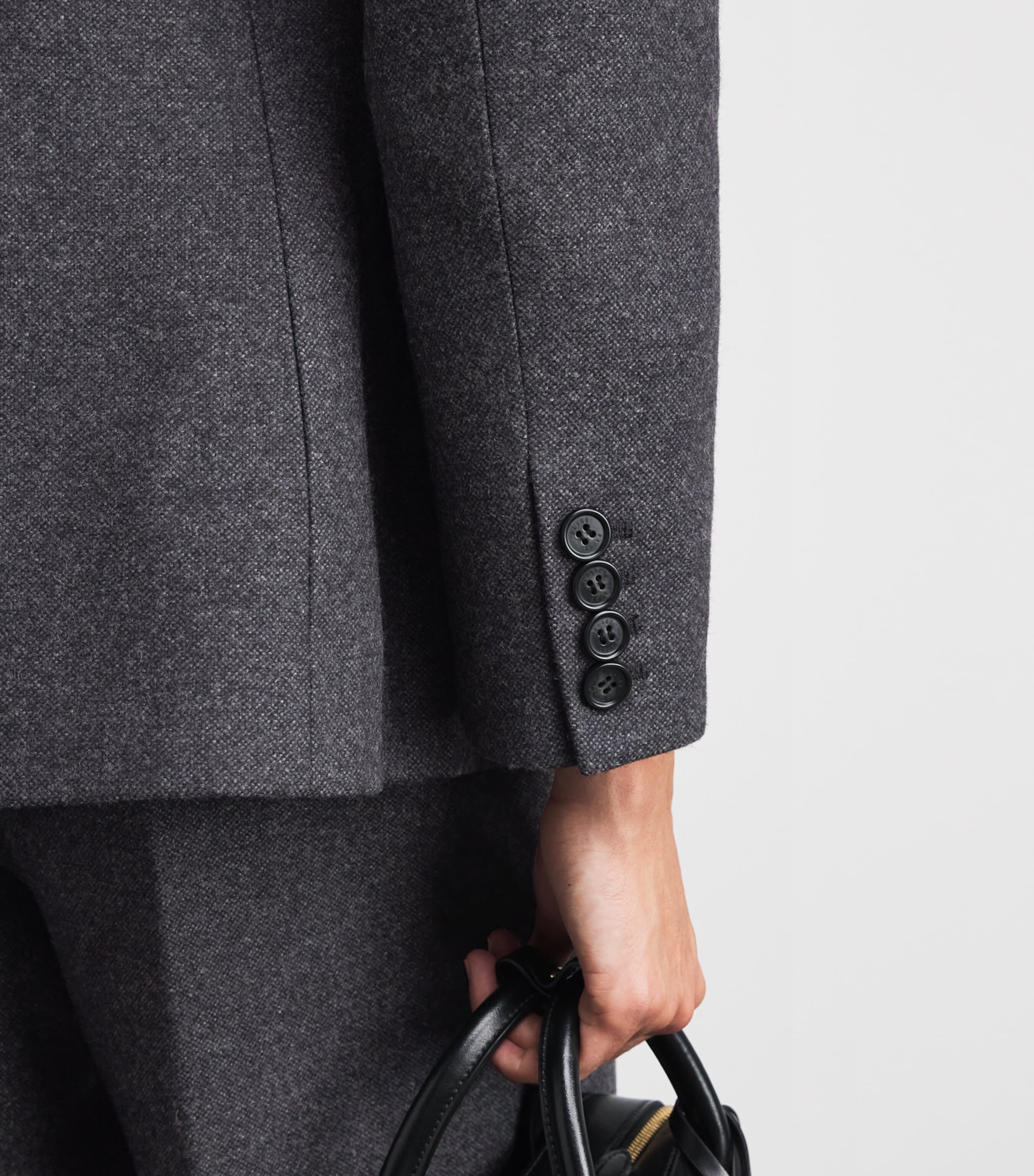 PAIGE Womens Wool-Blend Capelli Blazer Charcoal Image 3