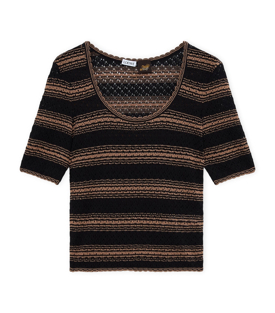 LOEWE Womens x Paula's Ibiza Stripe Short-Sleeve Sweater Black/beige Image 1