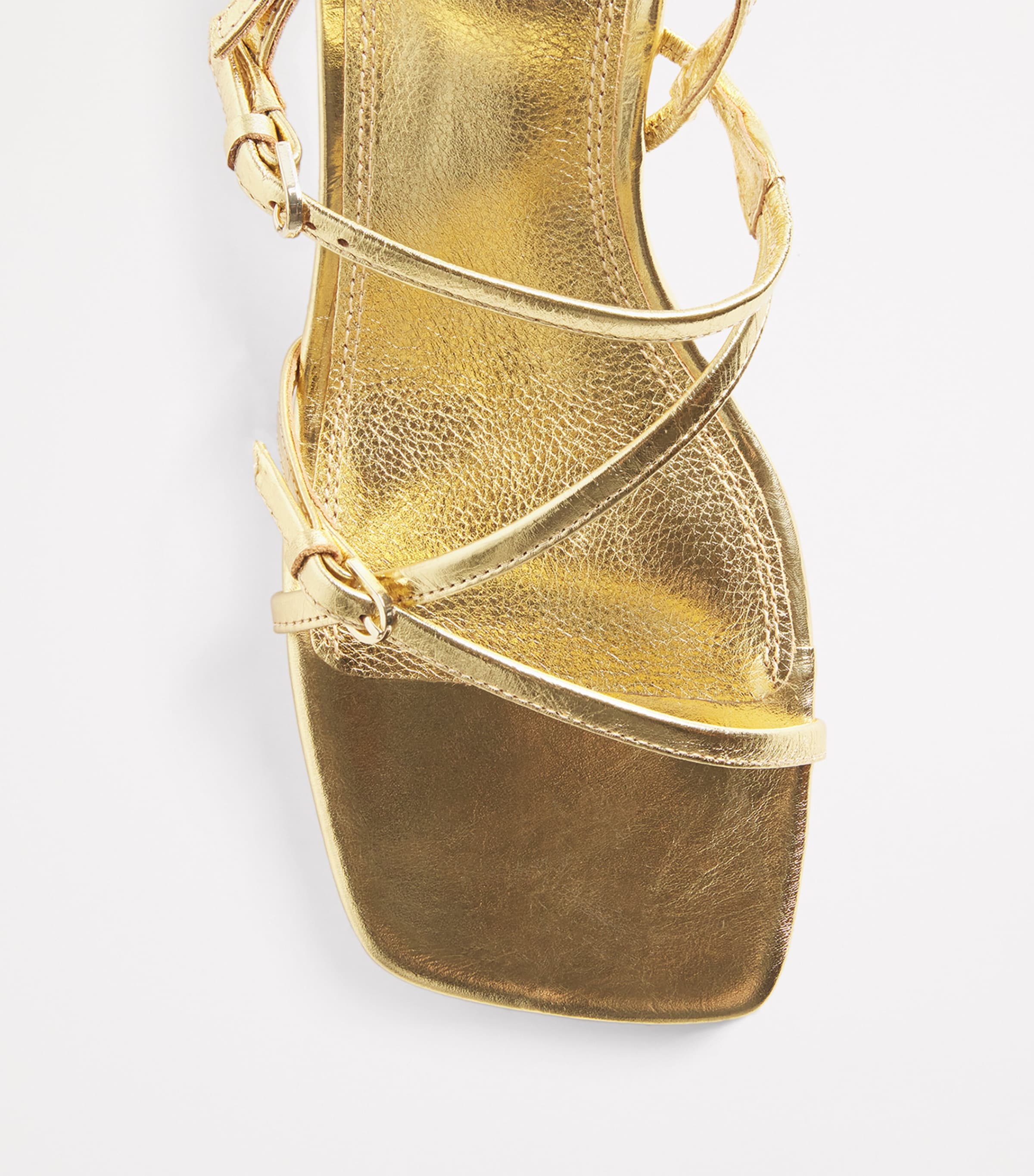 Metallic Leather Heeled Sandals 65 GOLD Image 5