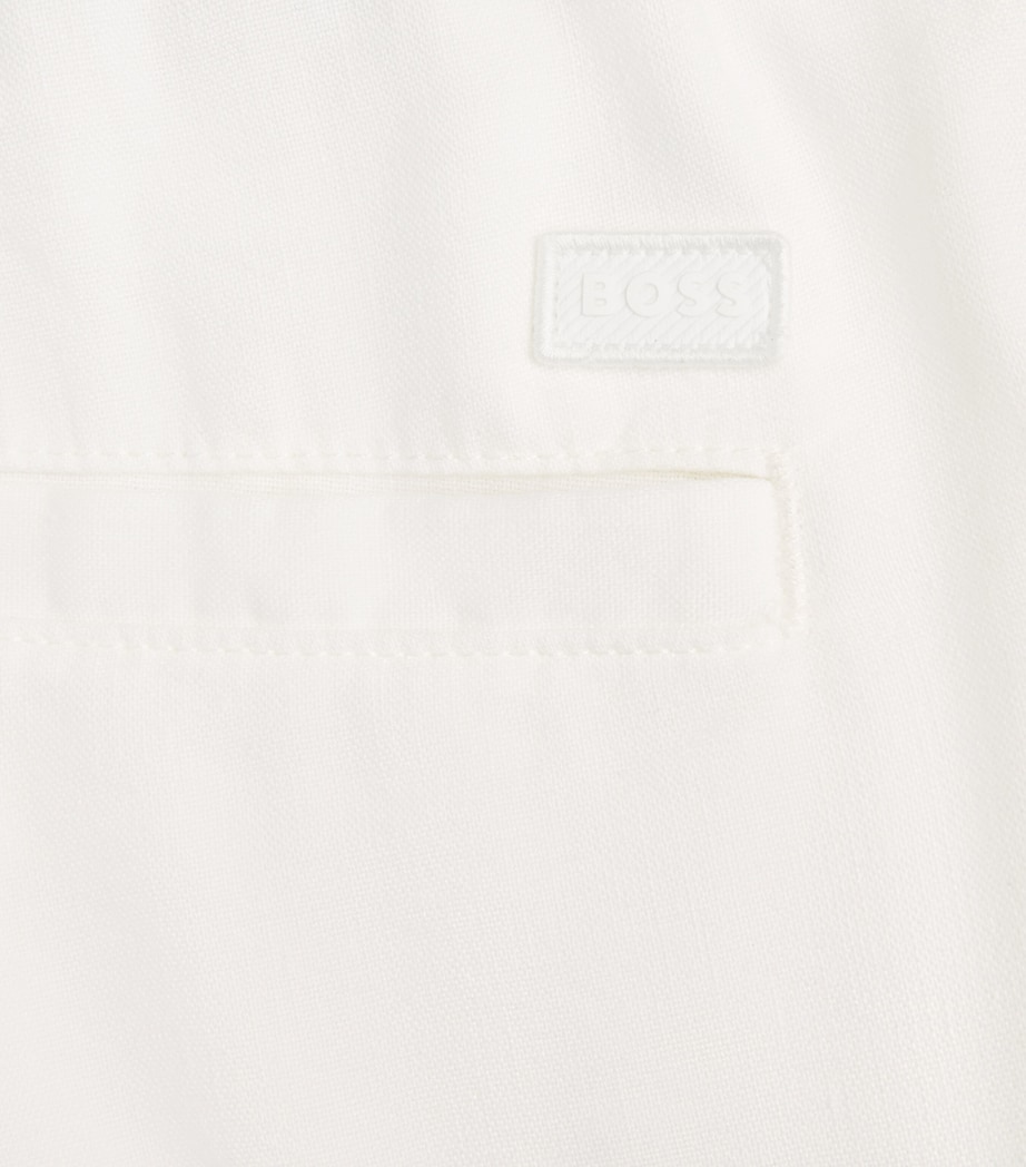 BOSS Mens Linen-Blend Drawstring Shorts White Image 6