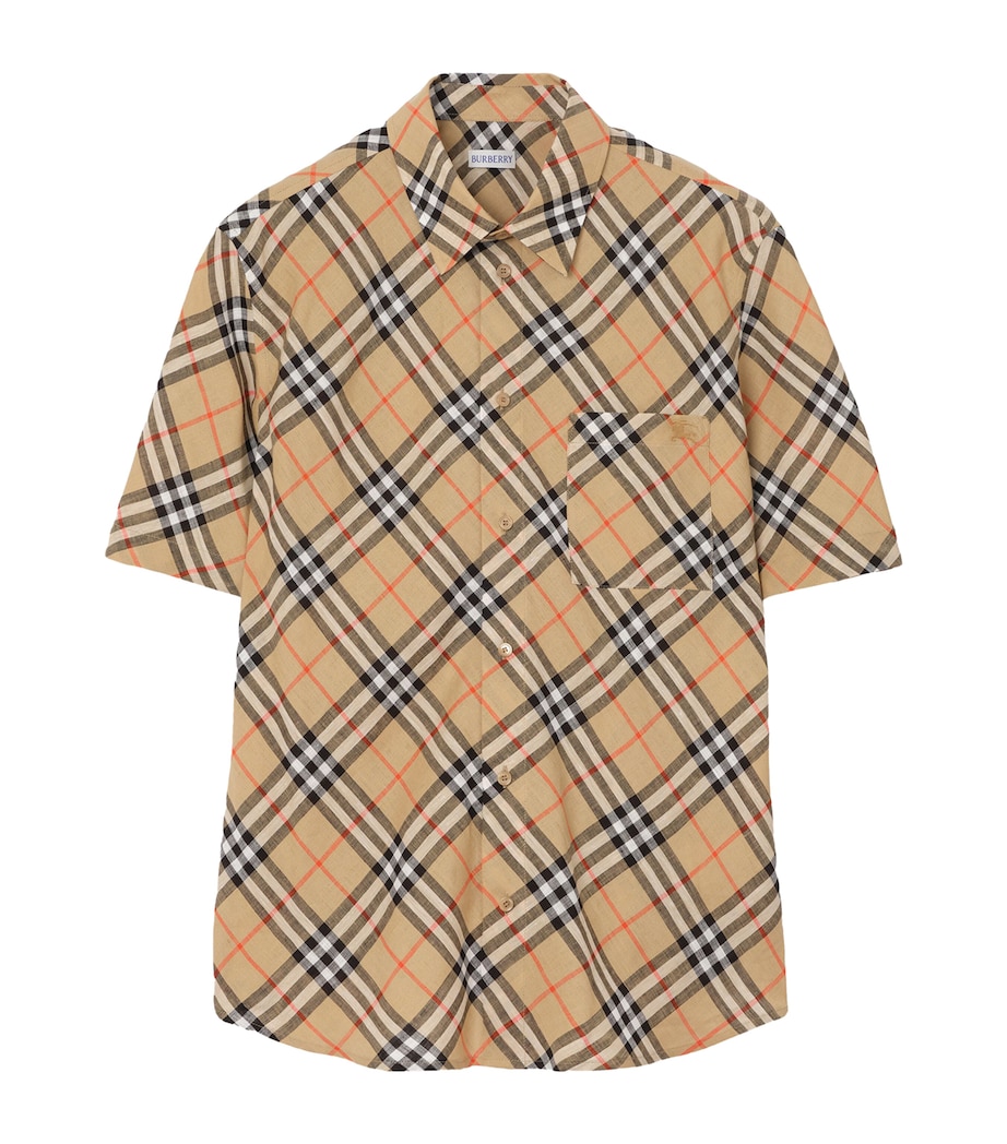 Burberry Mens Linen Check Shirt Sand Ip Check Image 1