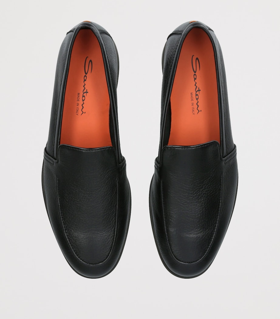 Santoni Leather Malibu Loafers Black Image 4