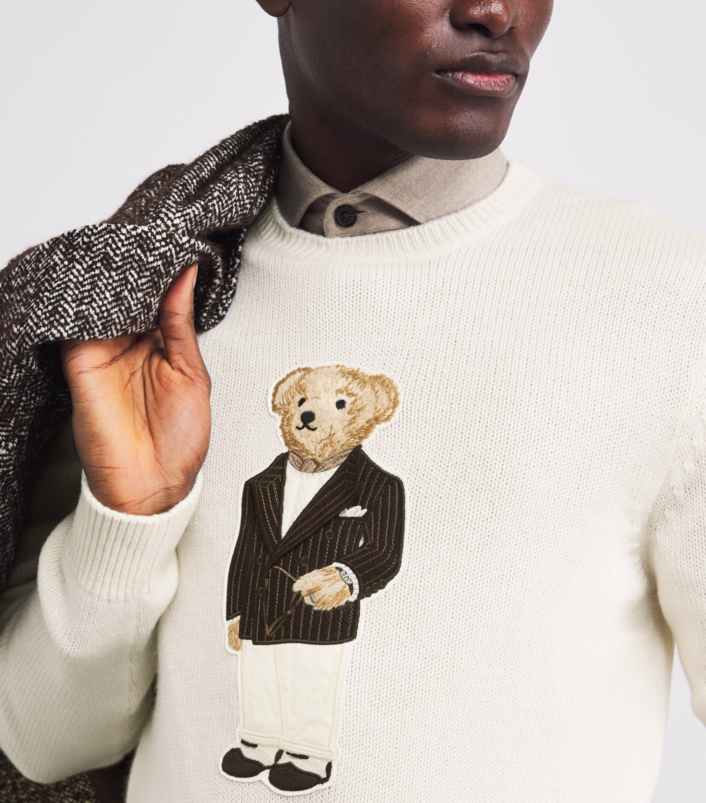 Cashmere Polo Bear Sweater CLASSIC CREAM Image 6