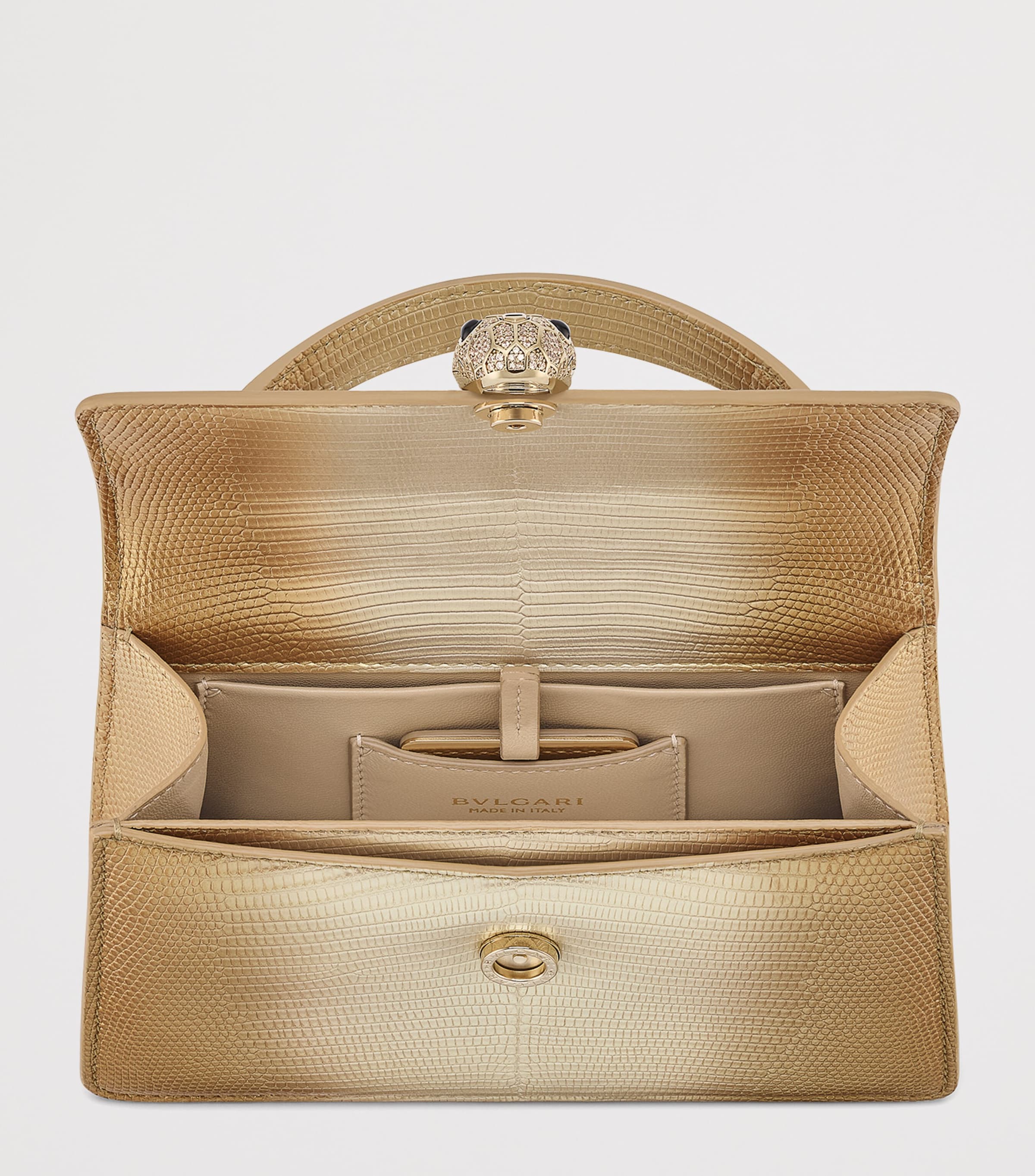 Bvlgari Mini Lizard Skin Serpenti Forever Top-Handle Bag Gold Image 3