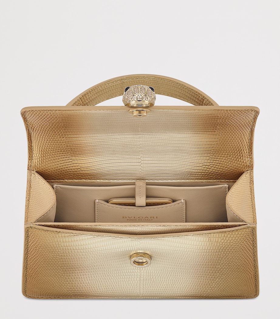 Bvlgari Mini Lizard Skin Serpenti Forever Top-Handle Bag Gold Image 3