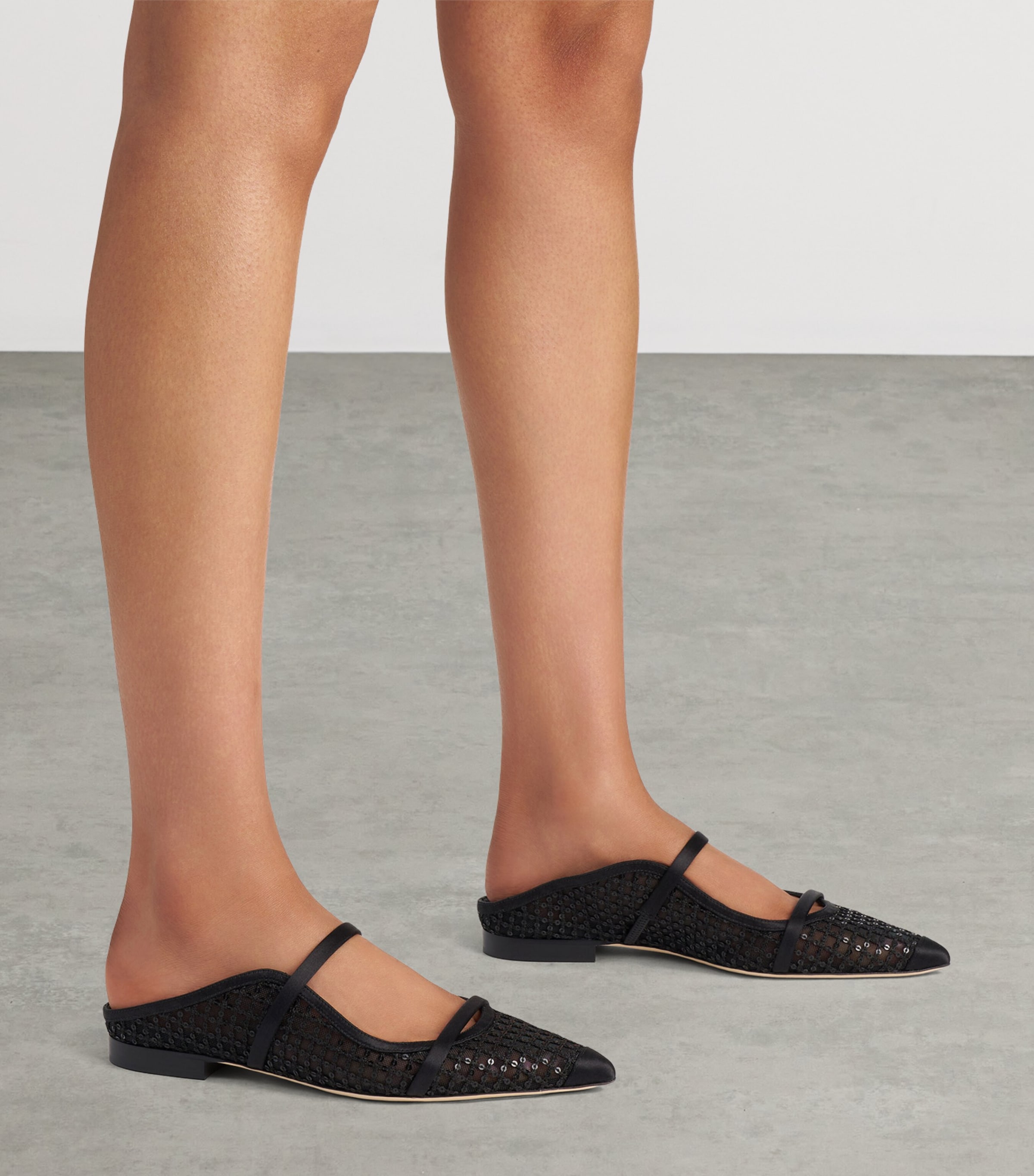 Malone Souliers Sequin Mesh Maureen Mules Black Image 2