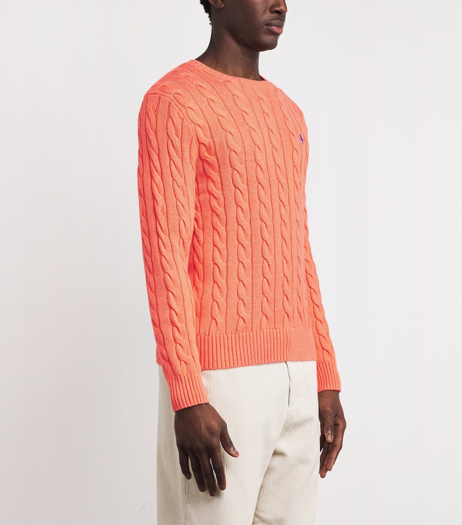 Cotton Cable-Knit Sweater ORANGE HTHR Image 3