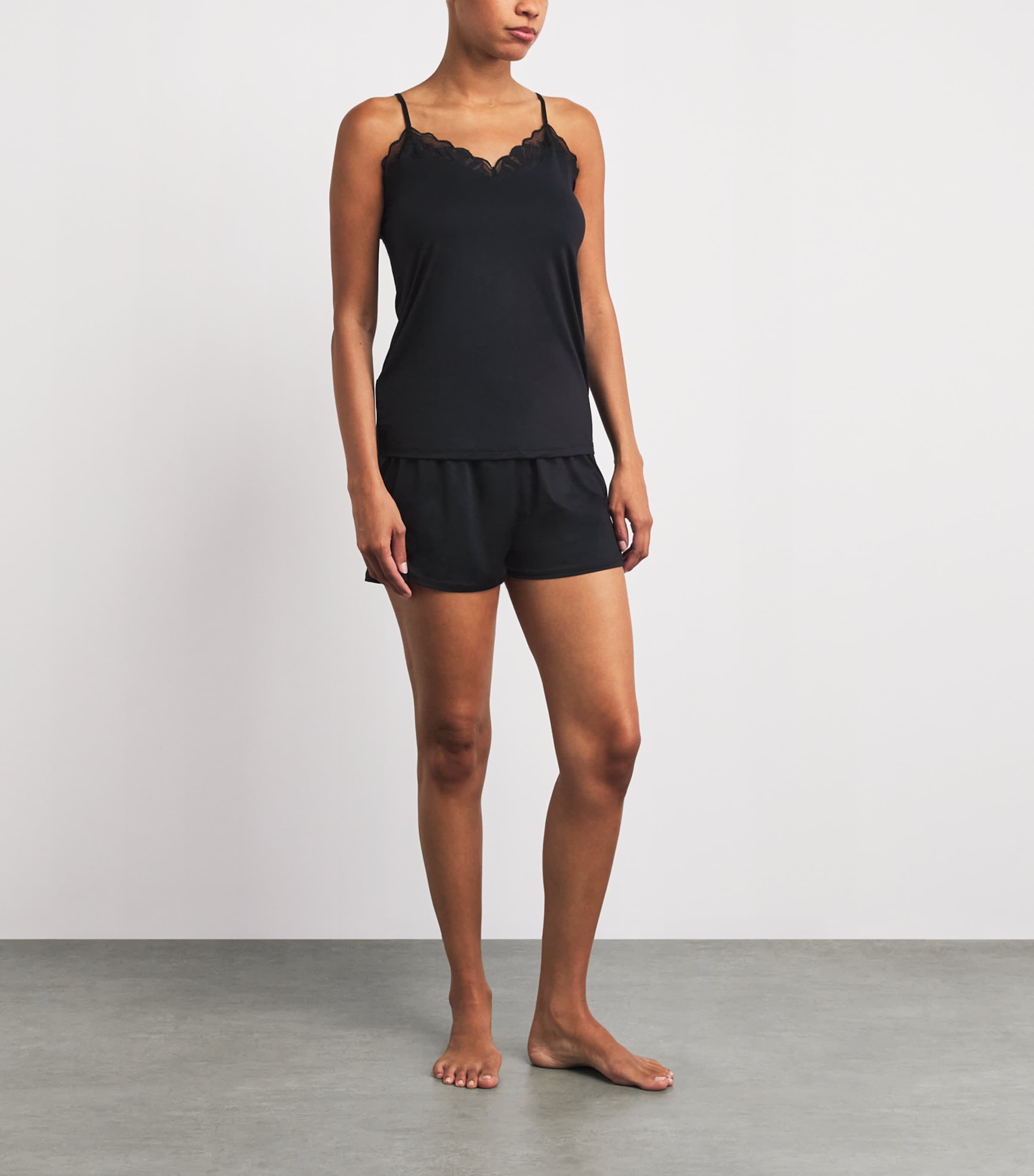 Falke Womens Lace-Trim Camisole Black Image 2