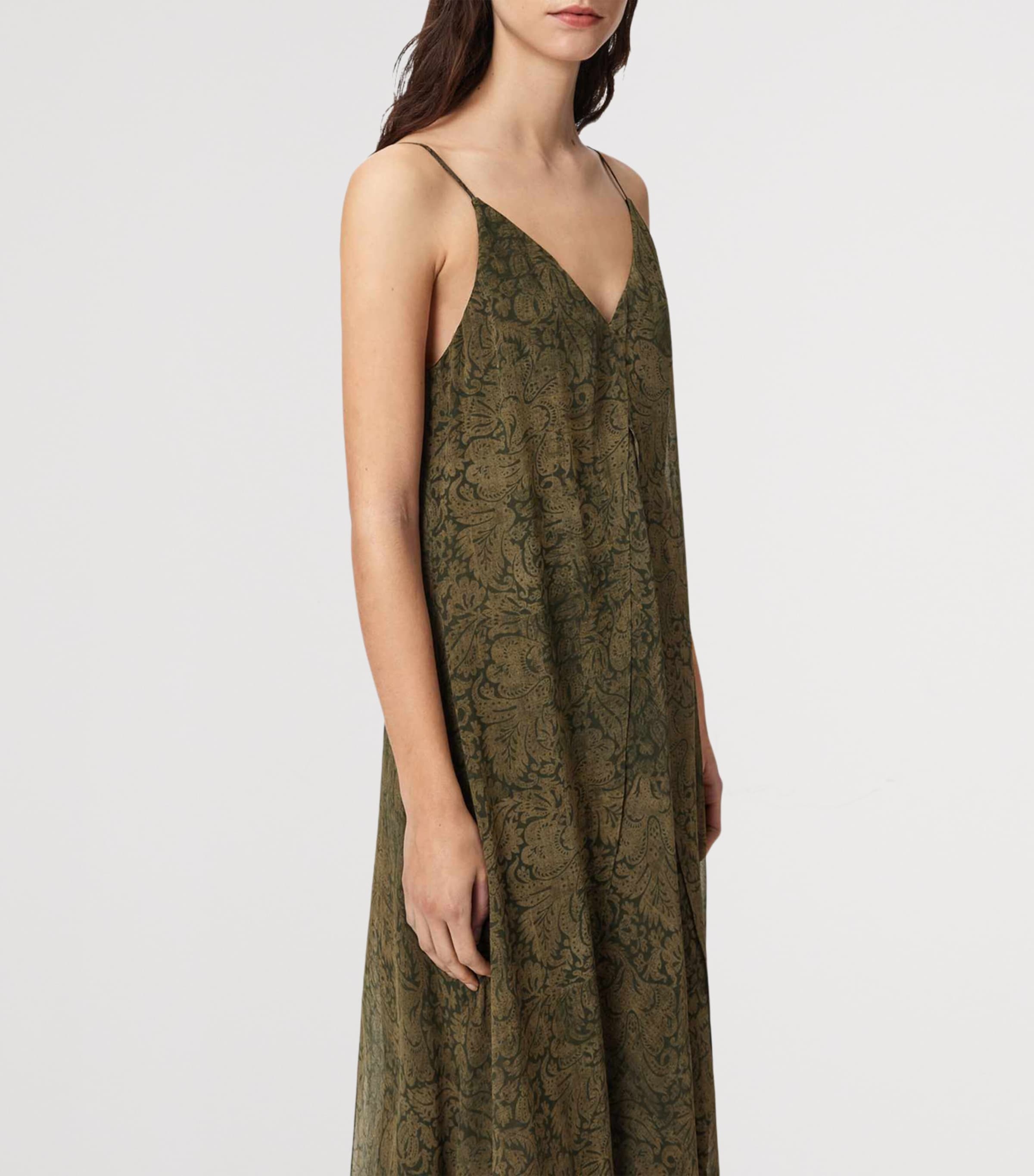 AllSaints Womens Vanda Paisley Dress Sirius Gold Black Image 5