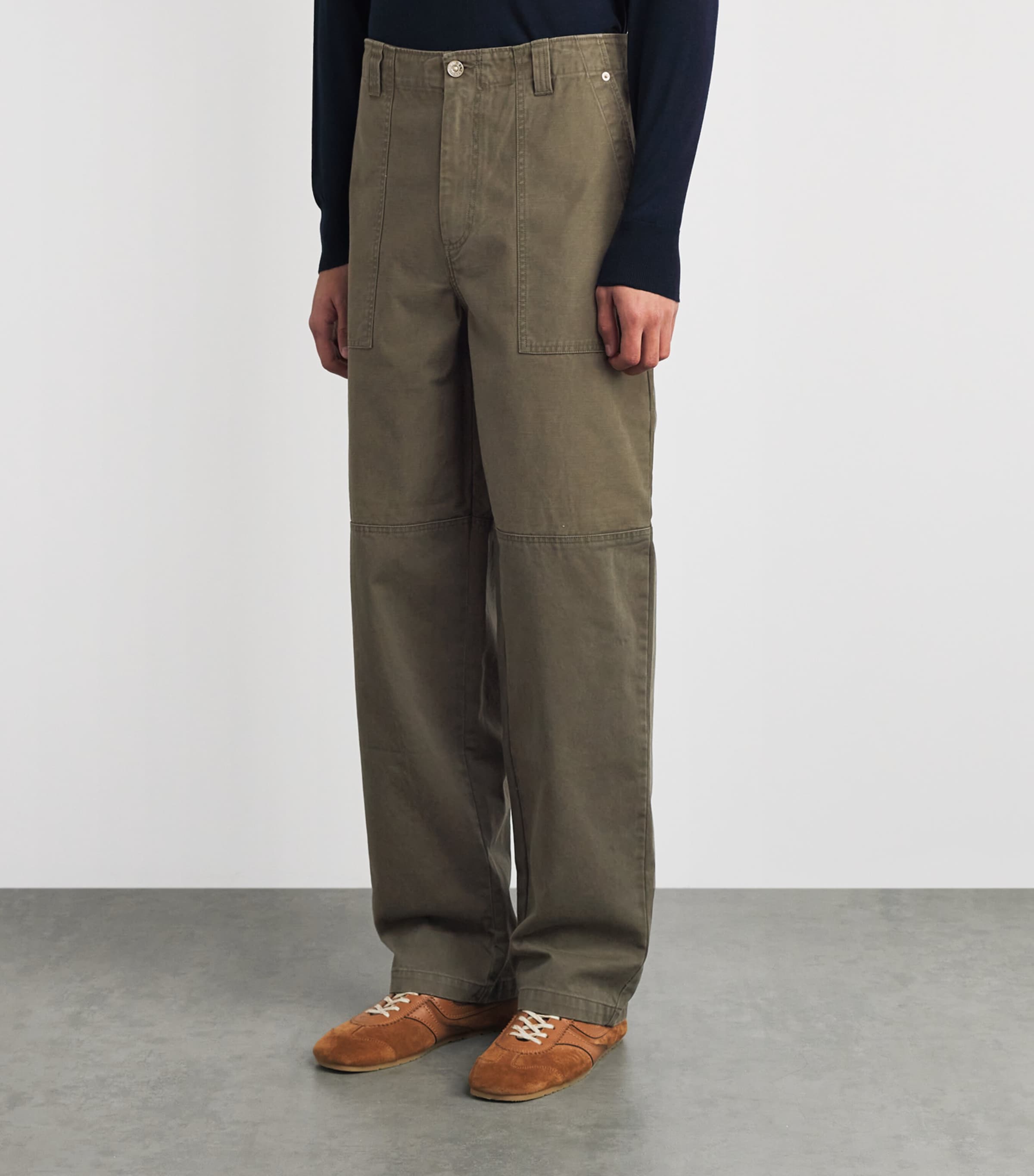 Wales Bonner Mens Organic Cotton Brixton Trousers Olive Image 4