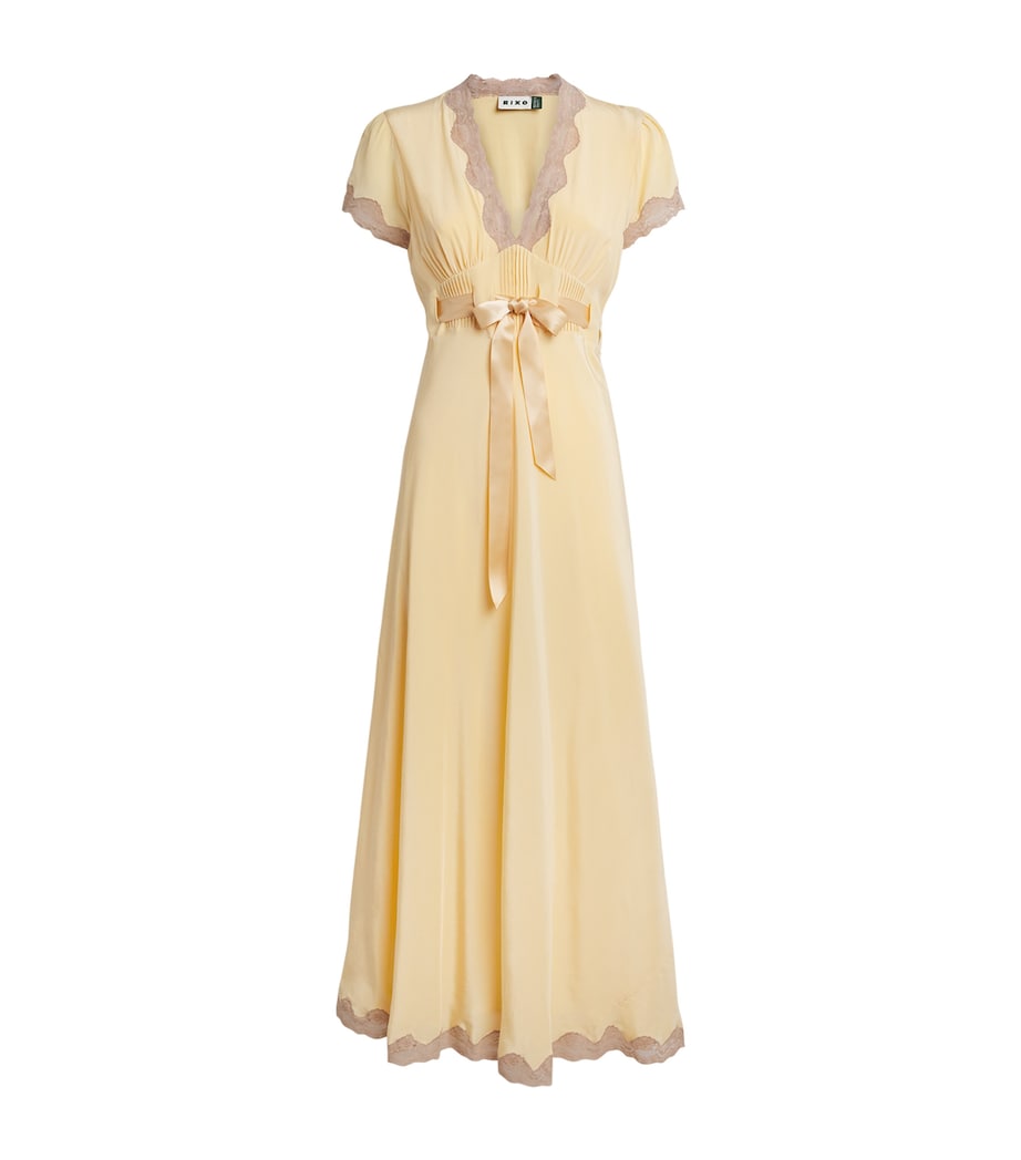 Rixo Womens Silk Marlice Midi Dress Butter Yellow Image 1