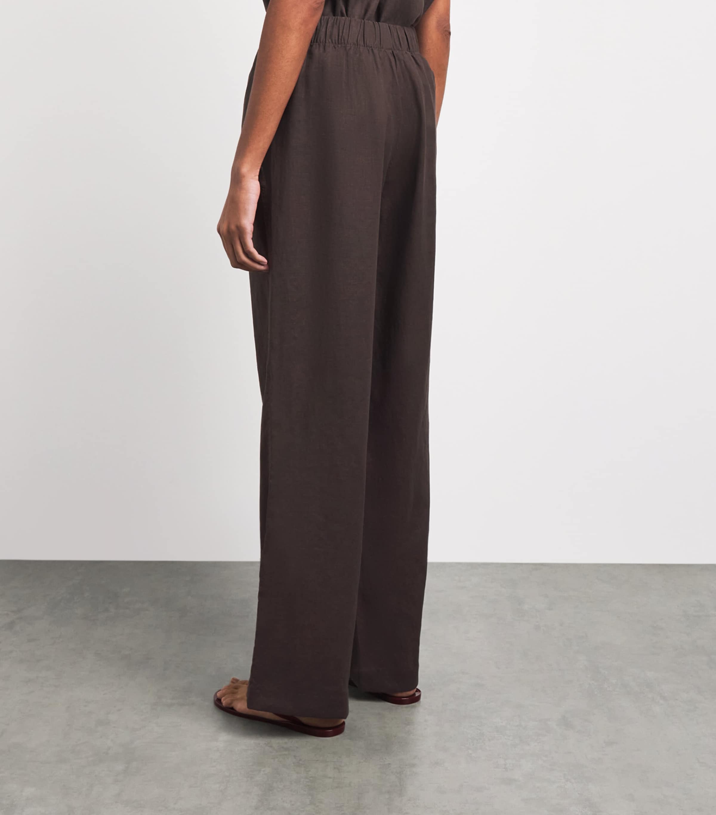 With Nothing Underneath Womens Hemp The Palazzo Trousers Chocolate Image 5