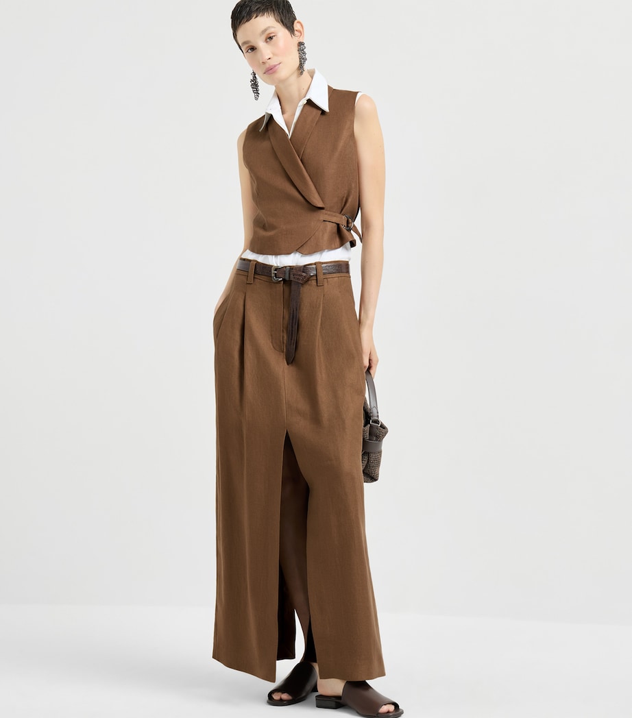 Brunello Cucinelli Womens Stretch-Cotton Poplin Sleeveless Shirt Image 2