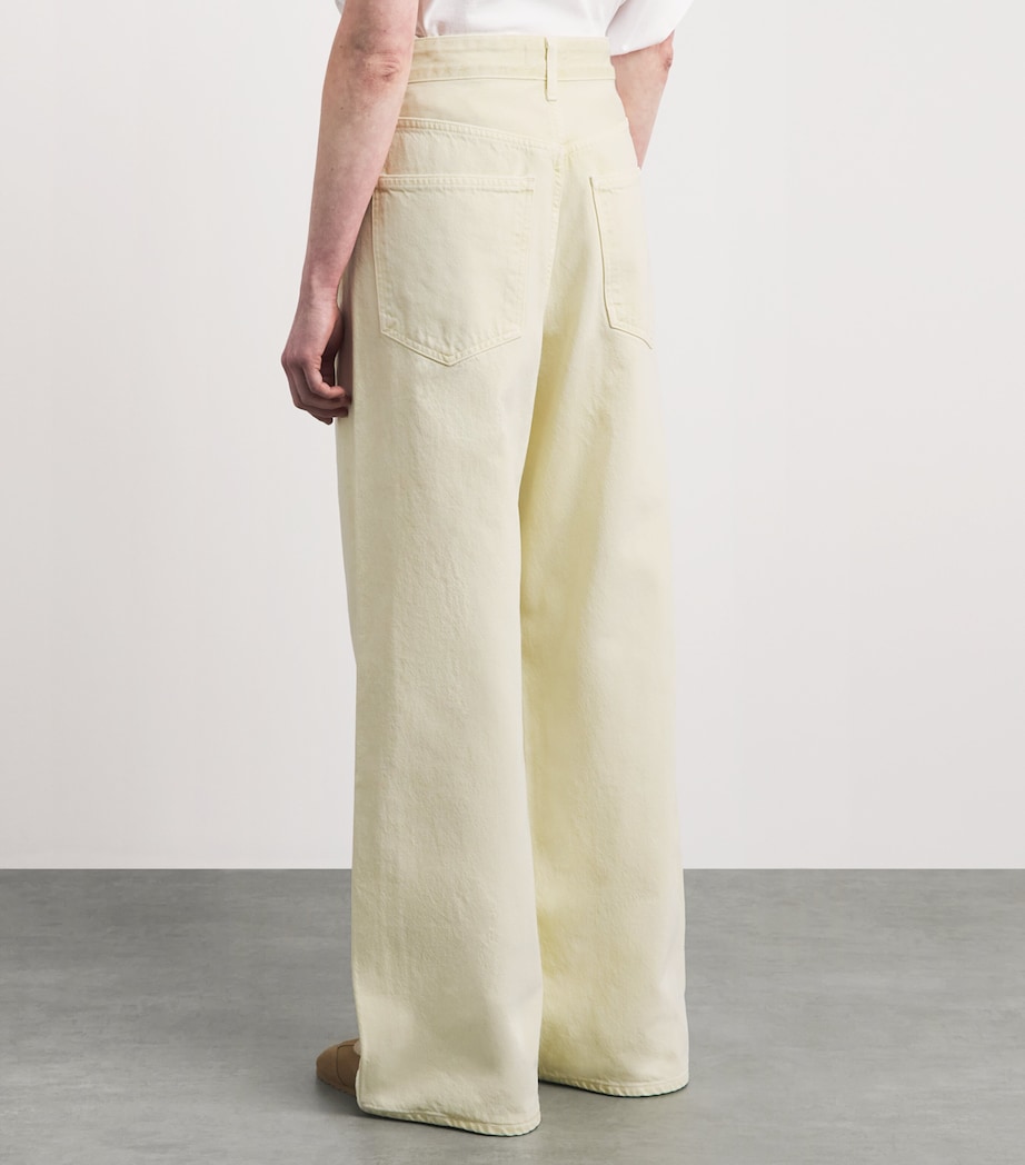 AGOLDE Womens Vana Fold Wide-Leg Jeans Lemon Zest Image 5