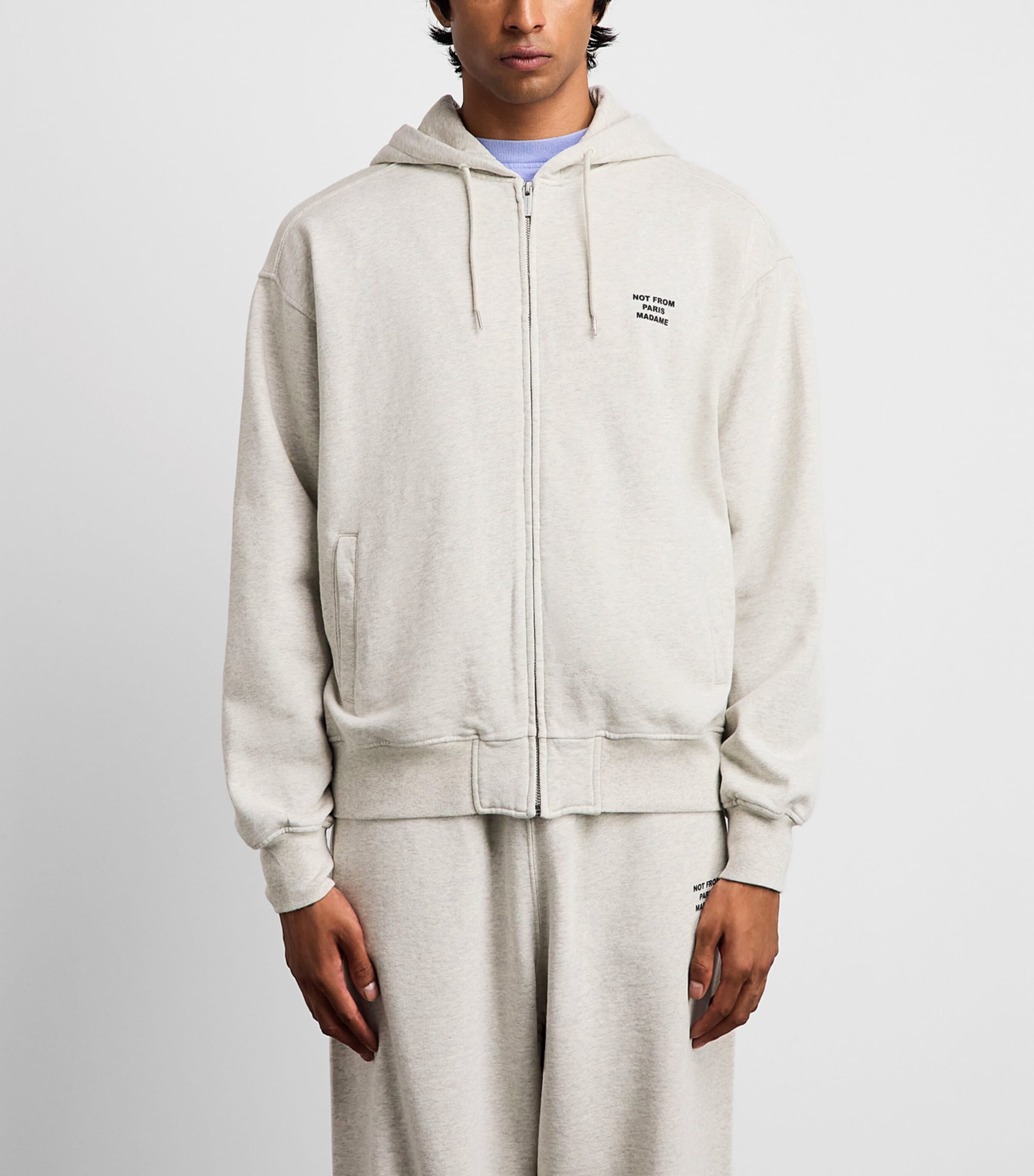 Drôle de Monsieur Mens DDM SLOGAN ZIP SWEATSHIRT . Grey Image 4