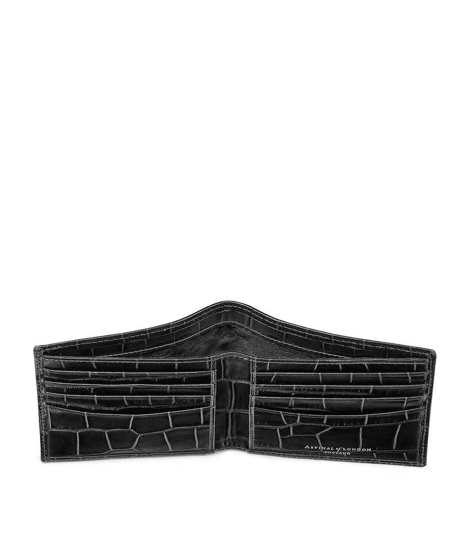 Croc-Embossed Leather Bifold Wallet BLACK Image 3