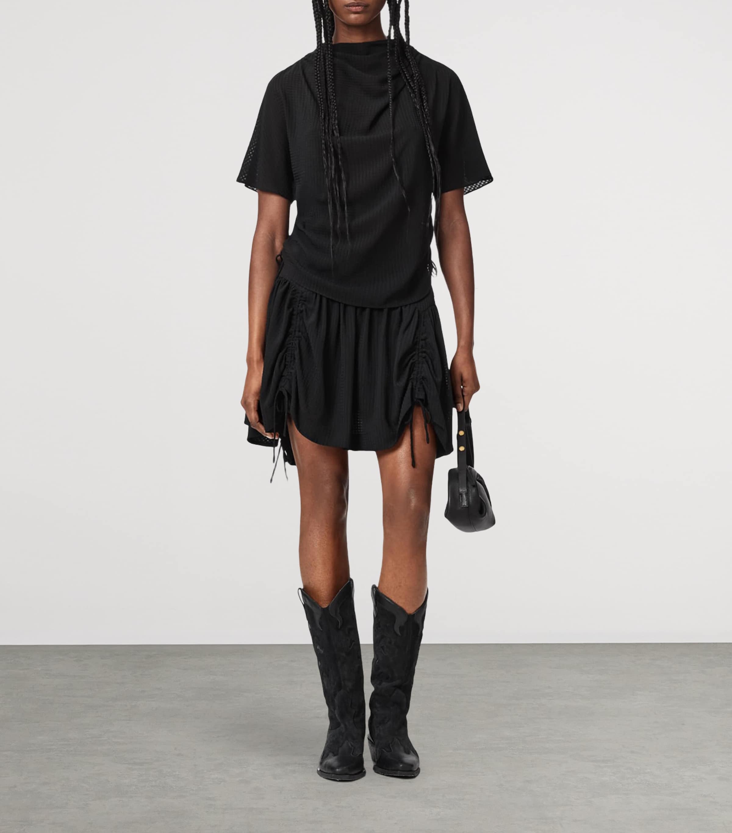 AllSaints Womens Check Aria Mini Skirt Black Image 6