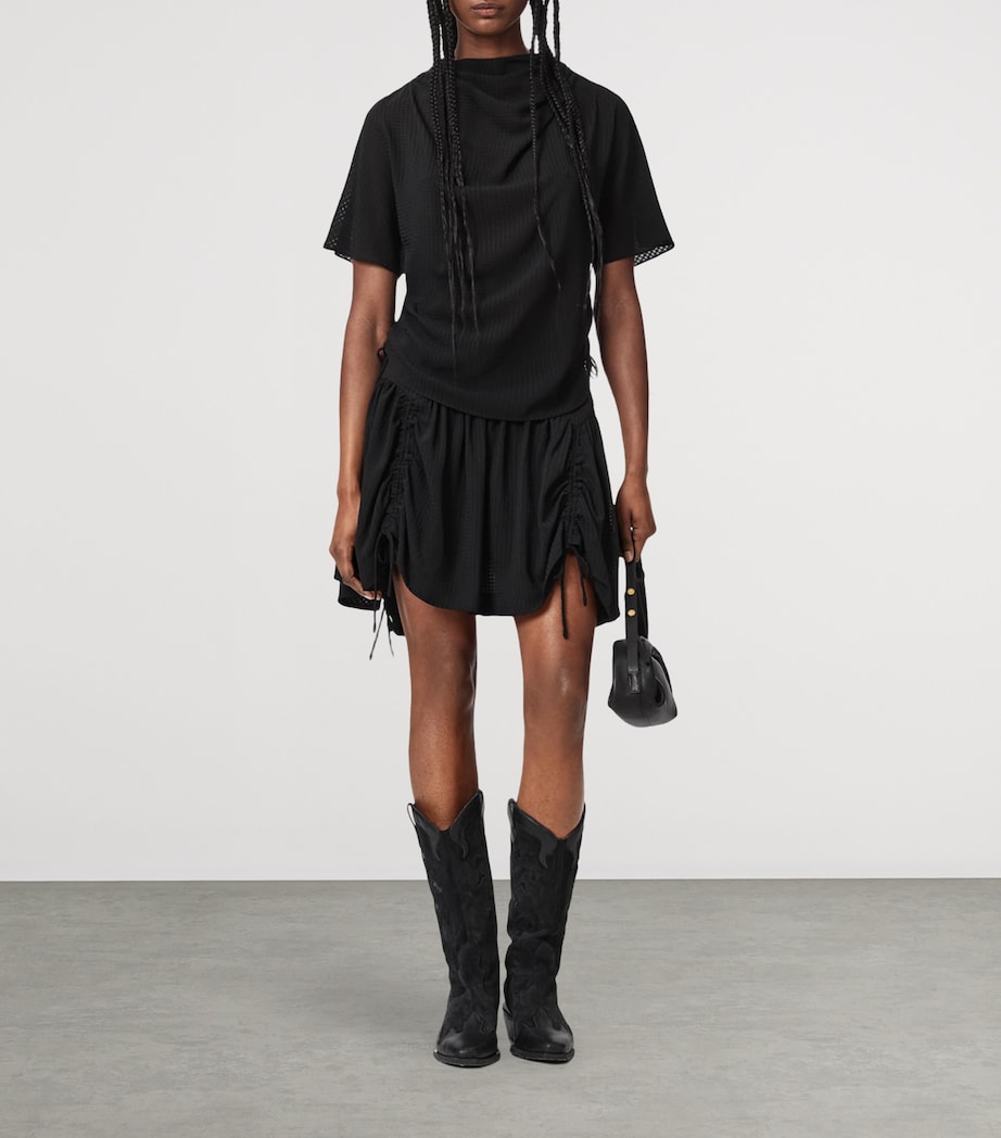 AllSaints Womens Check Aria Mini Skirt Black Image 6