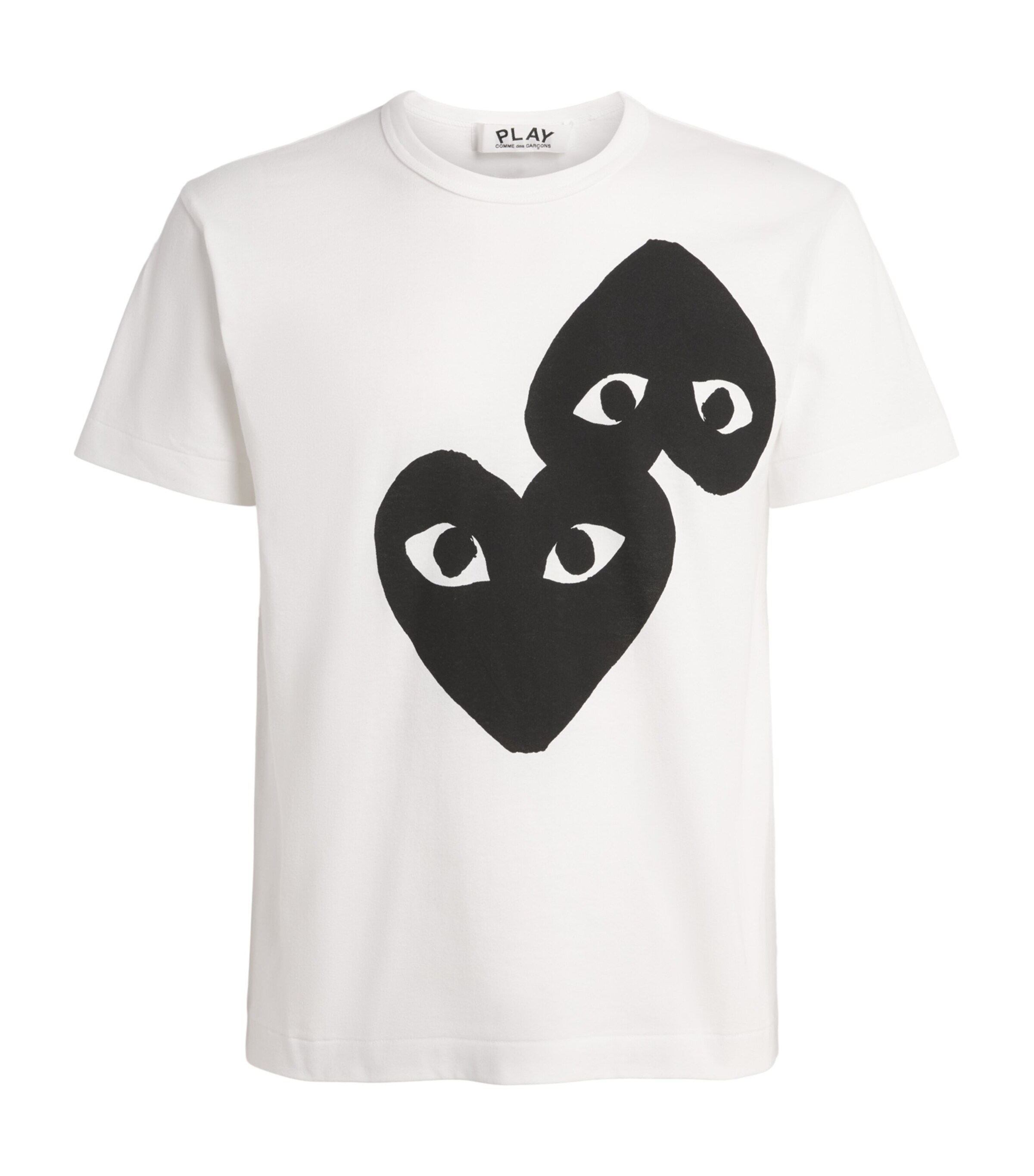 Comme Des Garçons Play Mens Cotton Double Mirrored Heart T-Shirt White Image 1