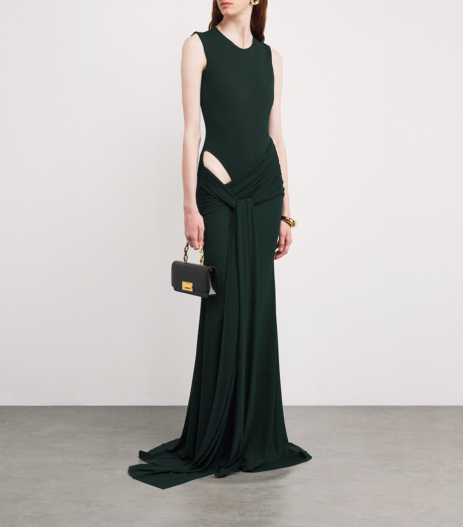 Alex Perry Womens Crepe Jersey Cut-Out Gown Forest Green Image 3