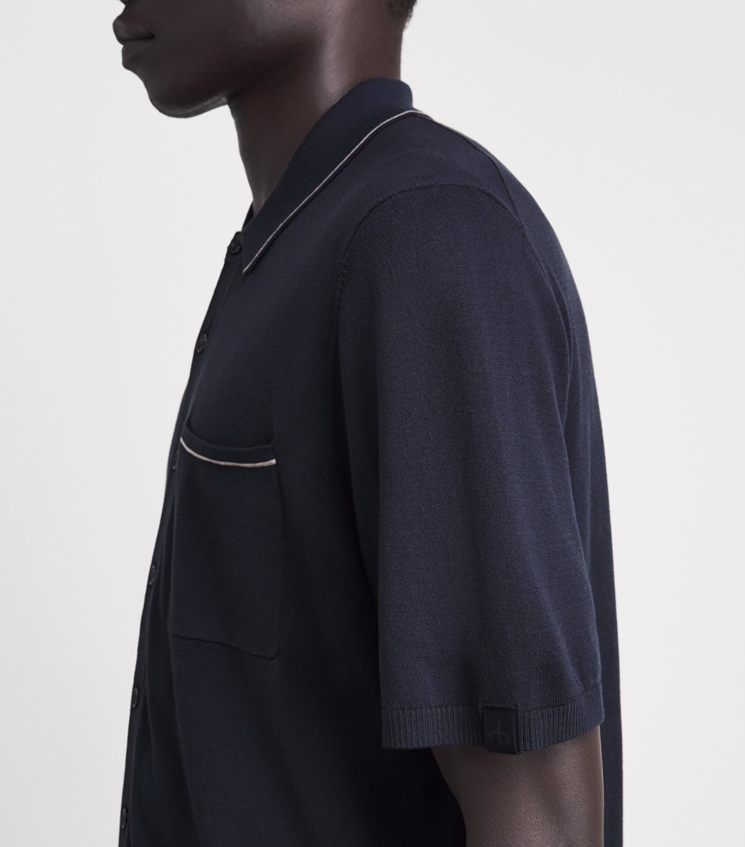 Rag & Bone Mens Silk-Cotton Short-Sleeve Conrad Shirt Sal Navy Image 3