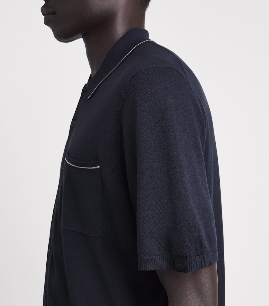 Rag & Bone Mens Silk-Cotton Short-Sleeve Conrad Shirt Sal Navy Image 3