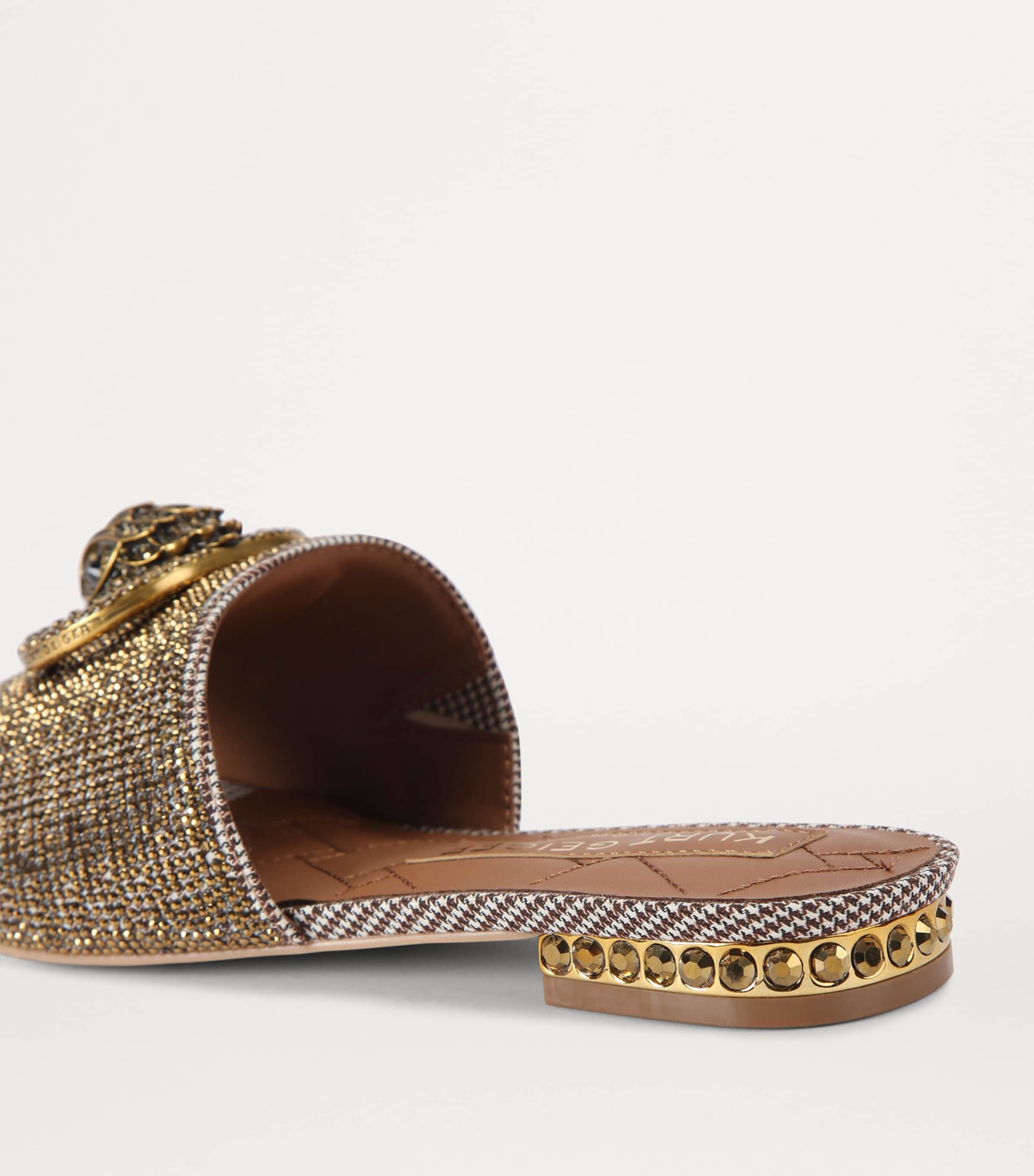 Houndstooth Crystal-Embellished Chelsea Sandals BEIGE Image 2