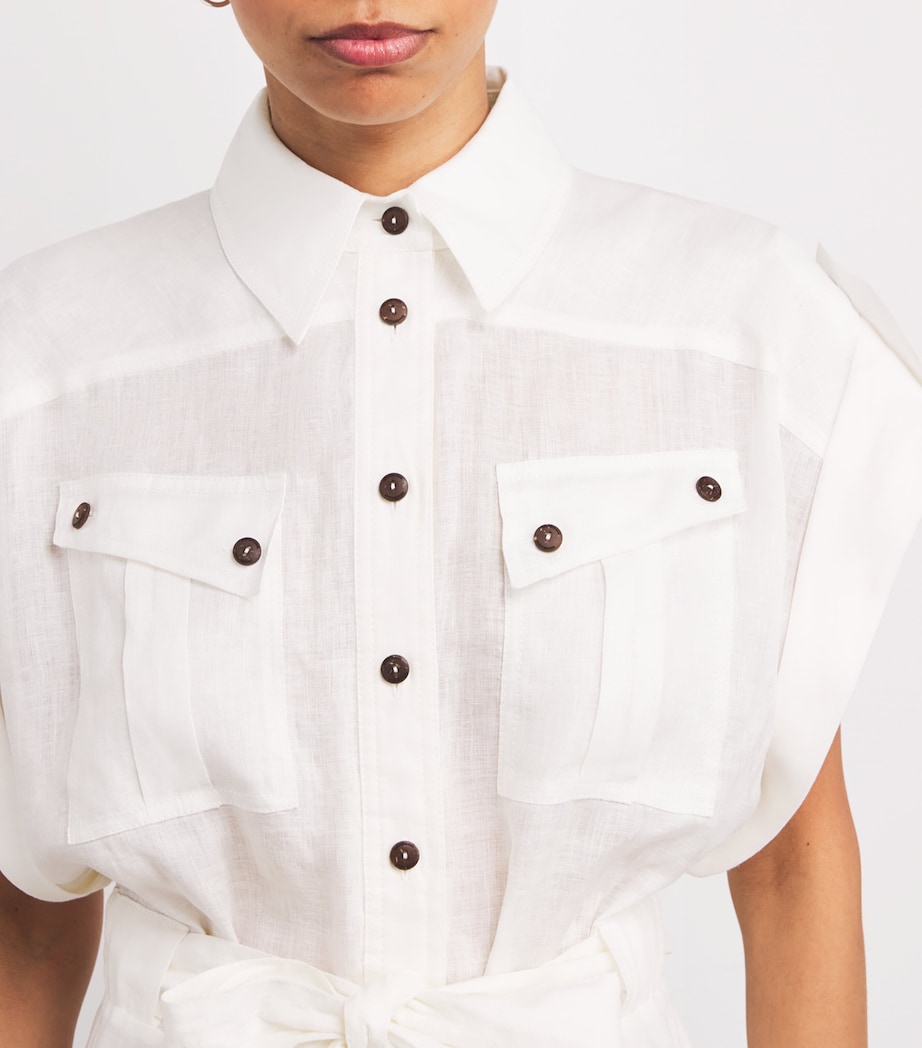 Linen Cuffed Rhiannon Playsuit IVO/IVORY Image 4