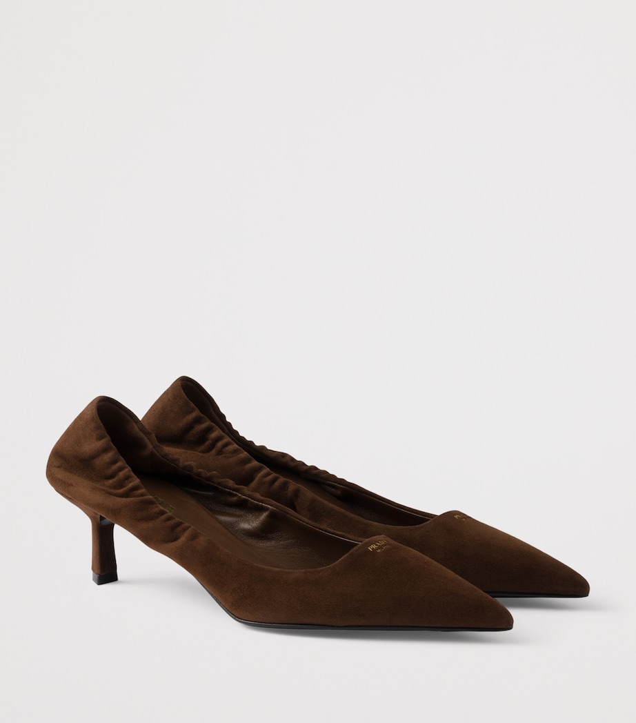 Prada Suede Logo Pumps 55 Brown Image 3